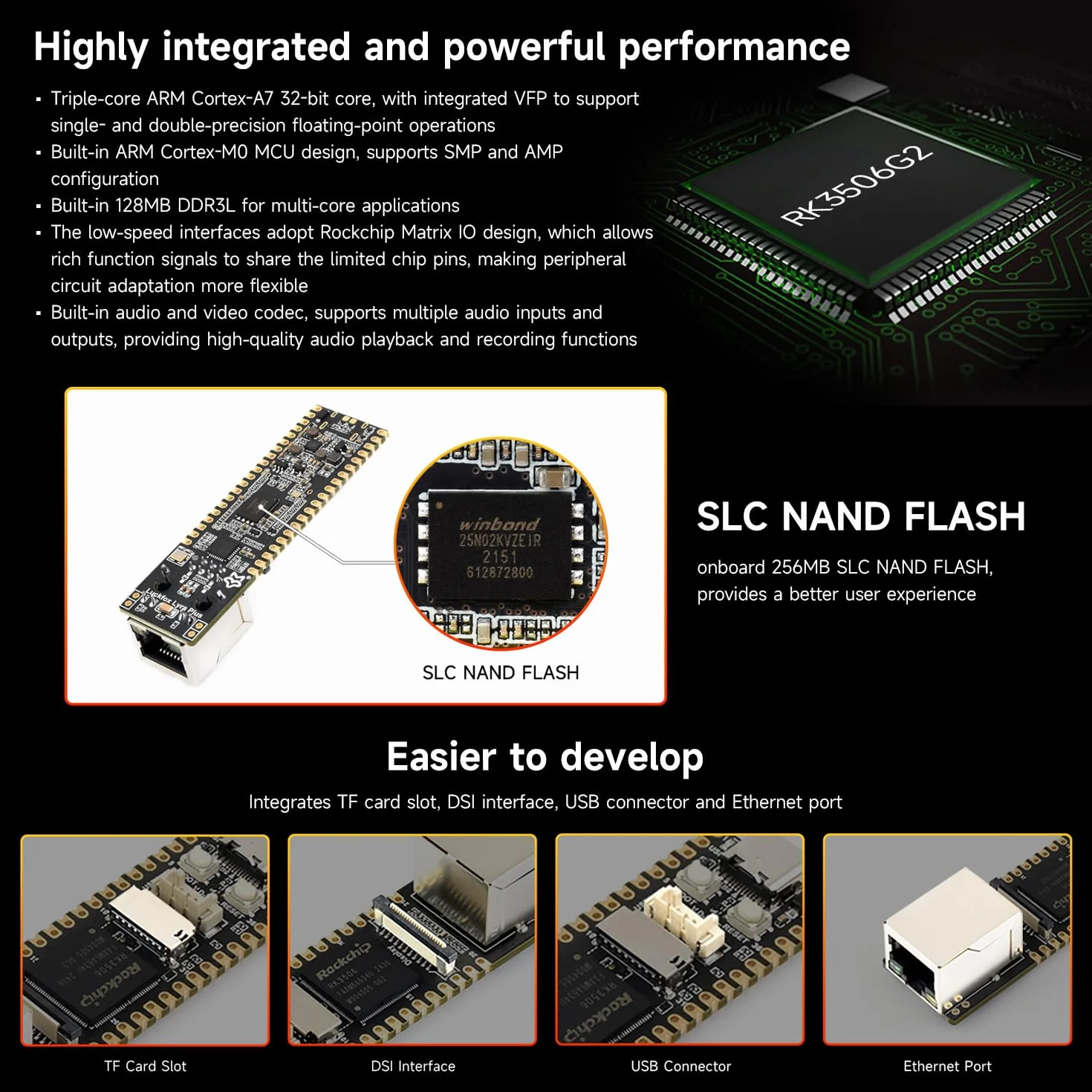 Waveshare Luck-Fox Lyra Plus RK3506G2 Linux Micro Development Board, Tripe-Core Arm Cortex-A7 and Arm Cortex-M0, Ethernet Port