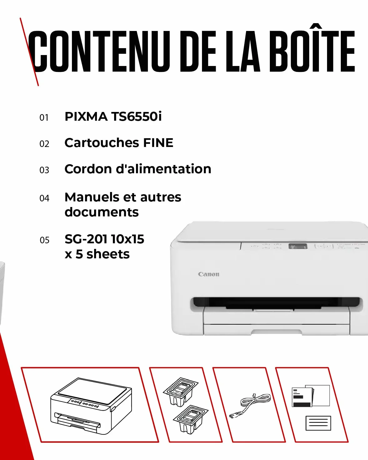 Canon PIXMA TS6550i Imprimante Jet d'Encre Multifonction Wi-Fi Recto Verso A4 10x15cm