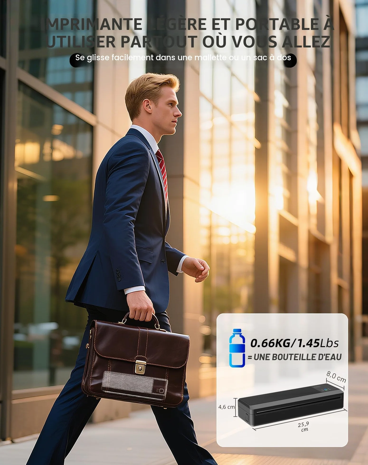 vretti Imprimante Mobile A4 Thermique Portable Bluetooth Android iOS Voyage Maison