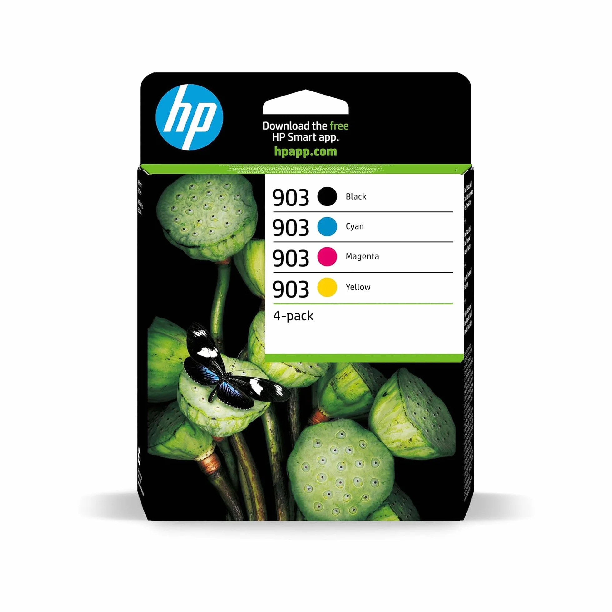 HP 903 Cartouches d'Encre Originales Pack de 4, Noir Jaune Cyan Magenta, Compatible Officejet 6950 6951 Pro 6960 6970 6974