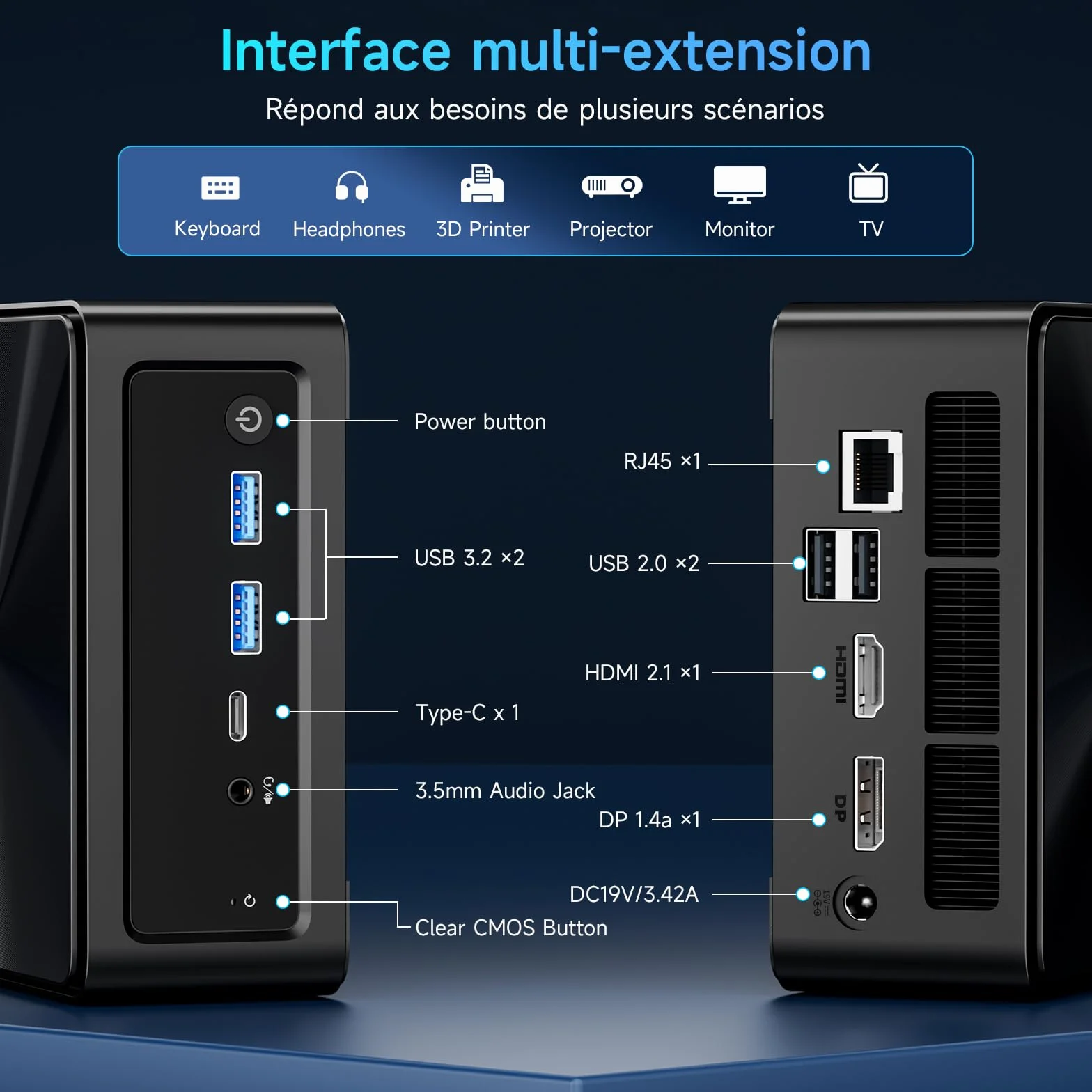BMAX Mini PC B9Power Intel Core i9 12900H 24 Go RAM LPDDR5 1 to SSD NVMe Ordinateur Bureau Triple Affichage 4K WiFi 6 Bluetooth 5.2