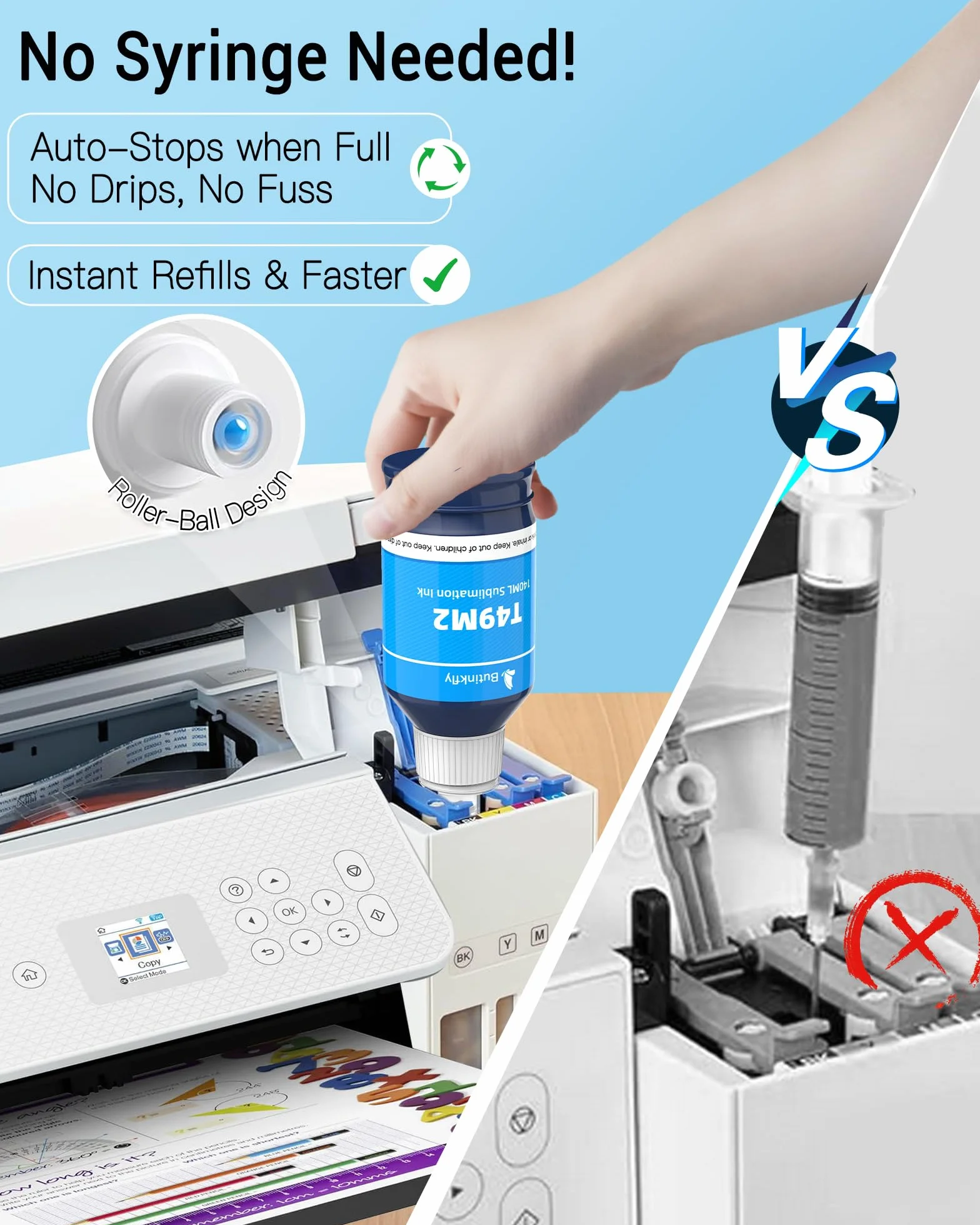 Cartouches d'encre de sublimation T49M pour Epson SureColor F170 F570 Lot de 4 anti-fuite couleurs vives