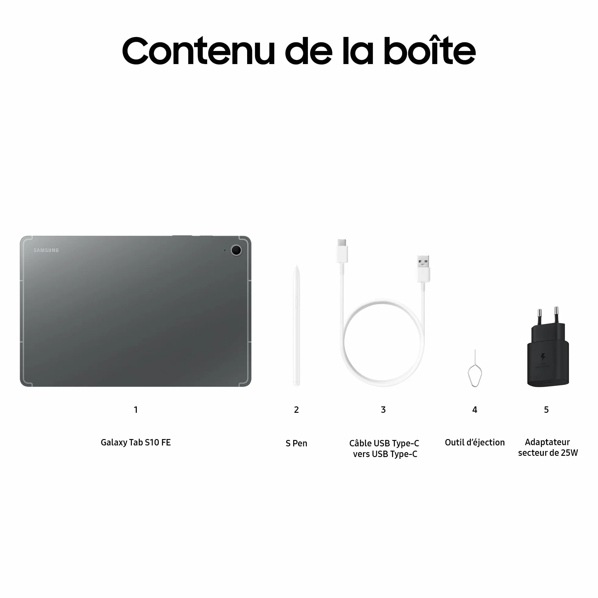Samsung Galaxy Tab S10 FE Tablette Android 5G 10.9" 256 Go S Pen IP68 Gris Anthracite