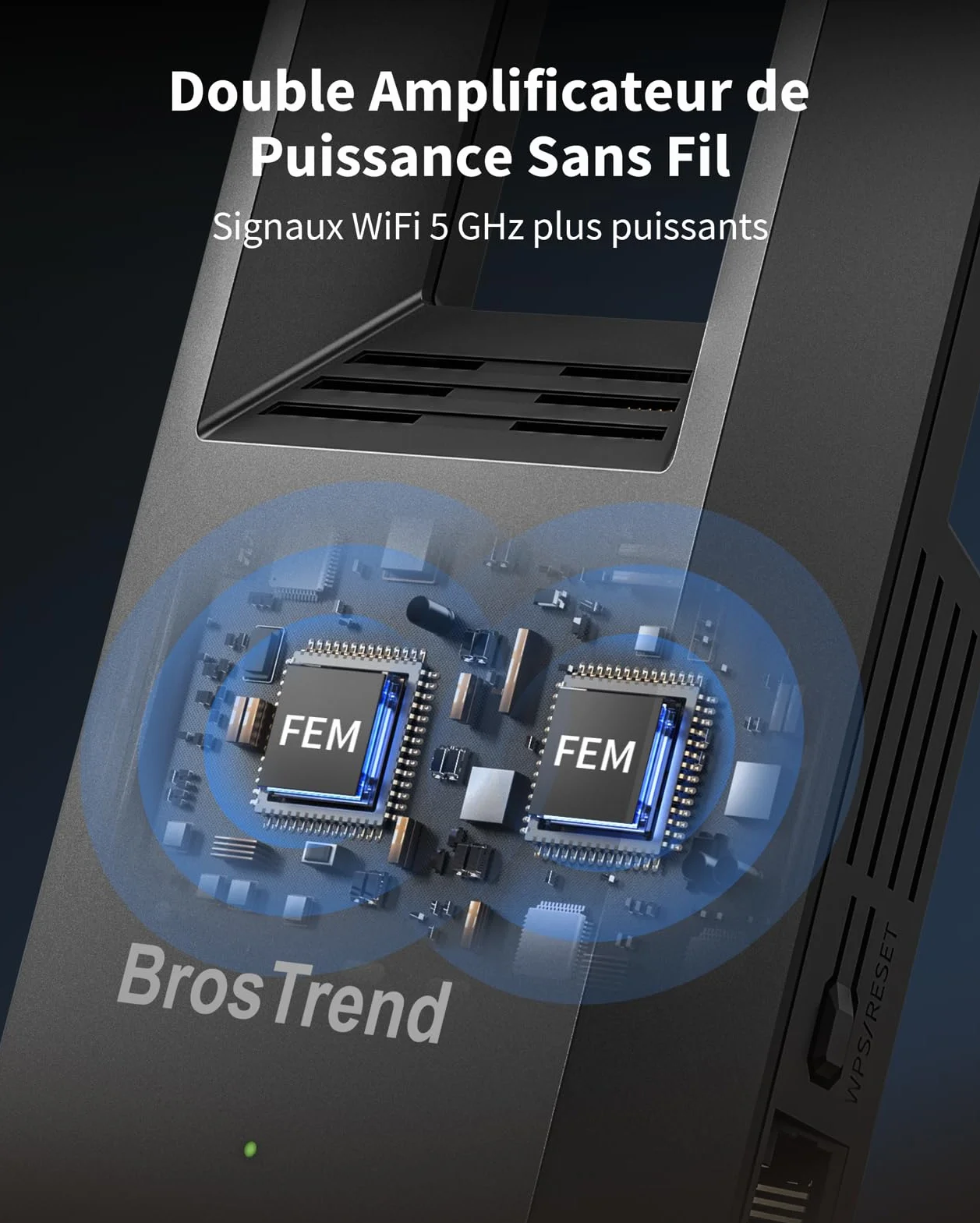 BrosTrend AC1200 Point d'accès WiFi Gigabit Double Bande 5GHz 2.4GHz Fiche Murale