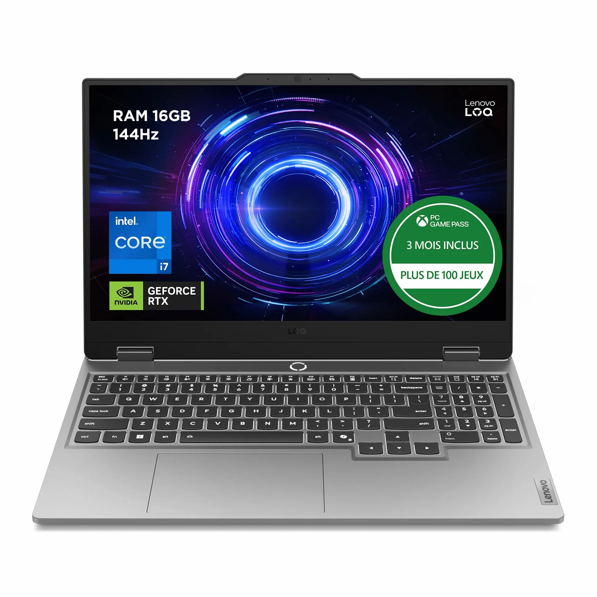 Lenovo LOQ 15IRX10 Ordinateur Portable Gaming 15.6" FHD 144Hz Intel Core i7-13700HX RAM 16Go SSD 512Go NVIDIA RTX 5060 8GB Windows 11 Home Gris