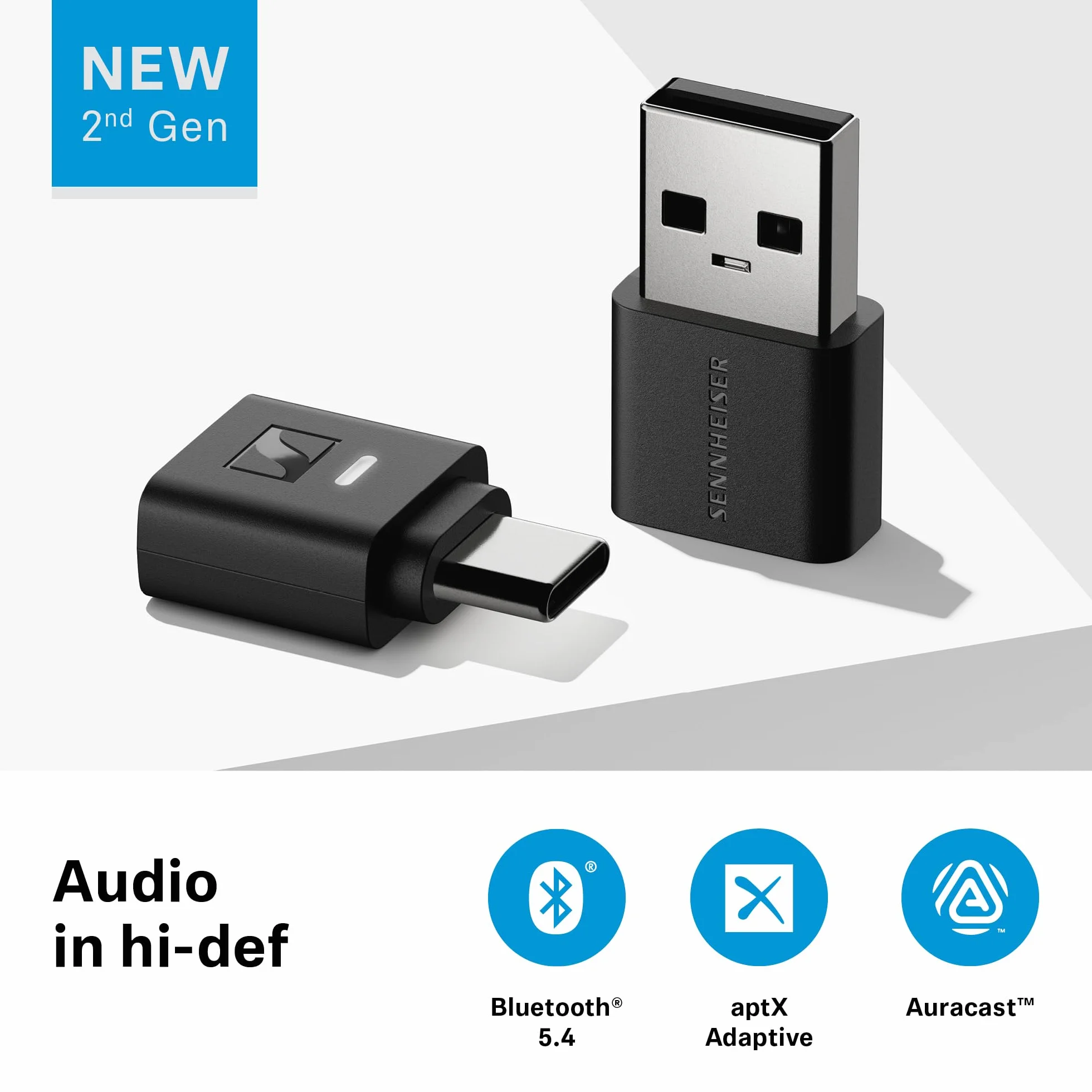 Sennheiser BTD 700 Port aptX Lossless Auracast Émetteur Bluetooth 5.4 USB-C USB-A