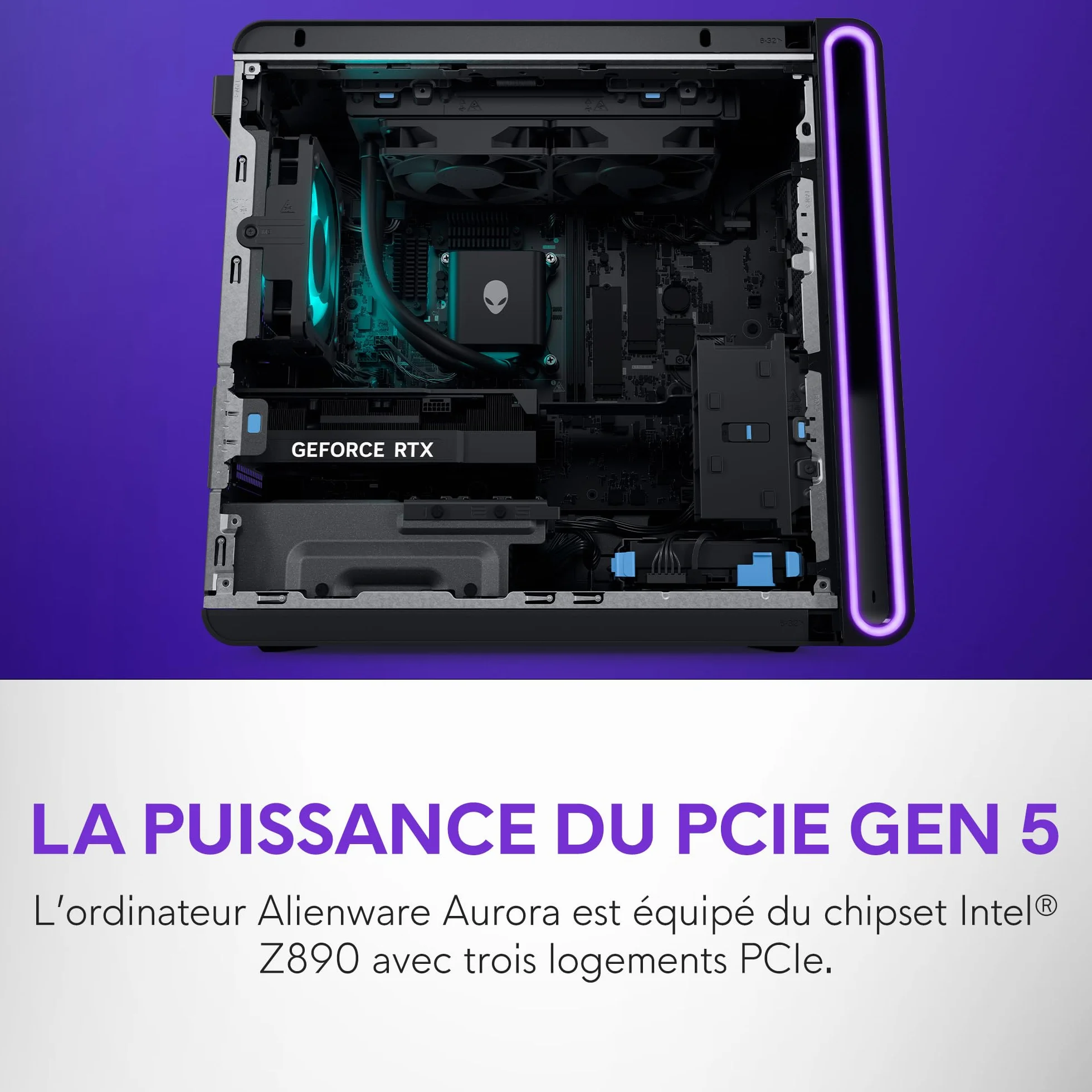 Alienware Aurora PC Gamer Intel Core Ultra 7 265KF RTX 5070 32 Go RAM DDR5 1 To SSD Refroidissement Liquide 1000W Windows 11 Home