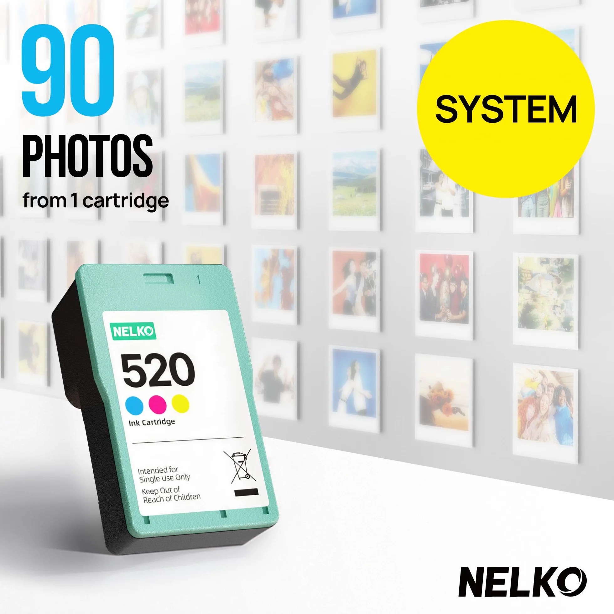 Nelko PP01 Imprimante photo portable avec 100 feuilles de papier, cartouche d'encre, impression adhésive pour iOS/Android, mini imprimante de poche