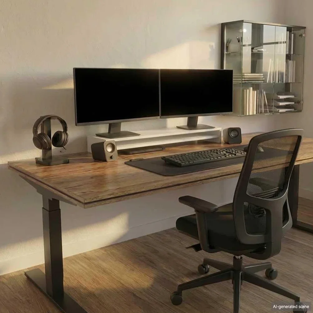 vidaXL Support écran 100x24x13 cm 2 niveaux Bois reconstitué Blanc Rehausseur de bureau avec rangement