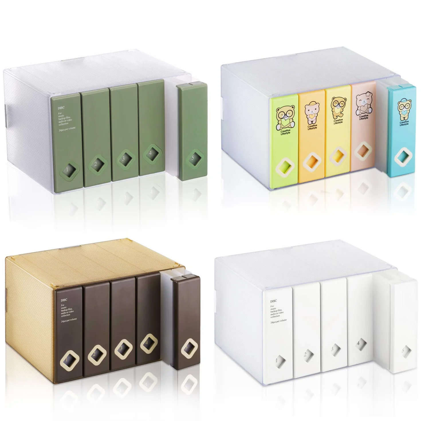 AhfuLife Boîte de Rangement Colorée pour CD ou DVD 120 Disques, Marron