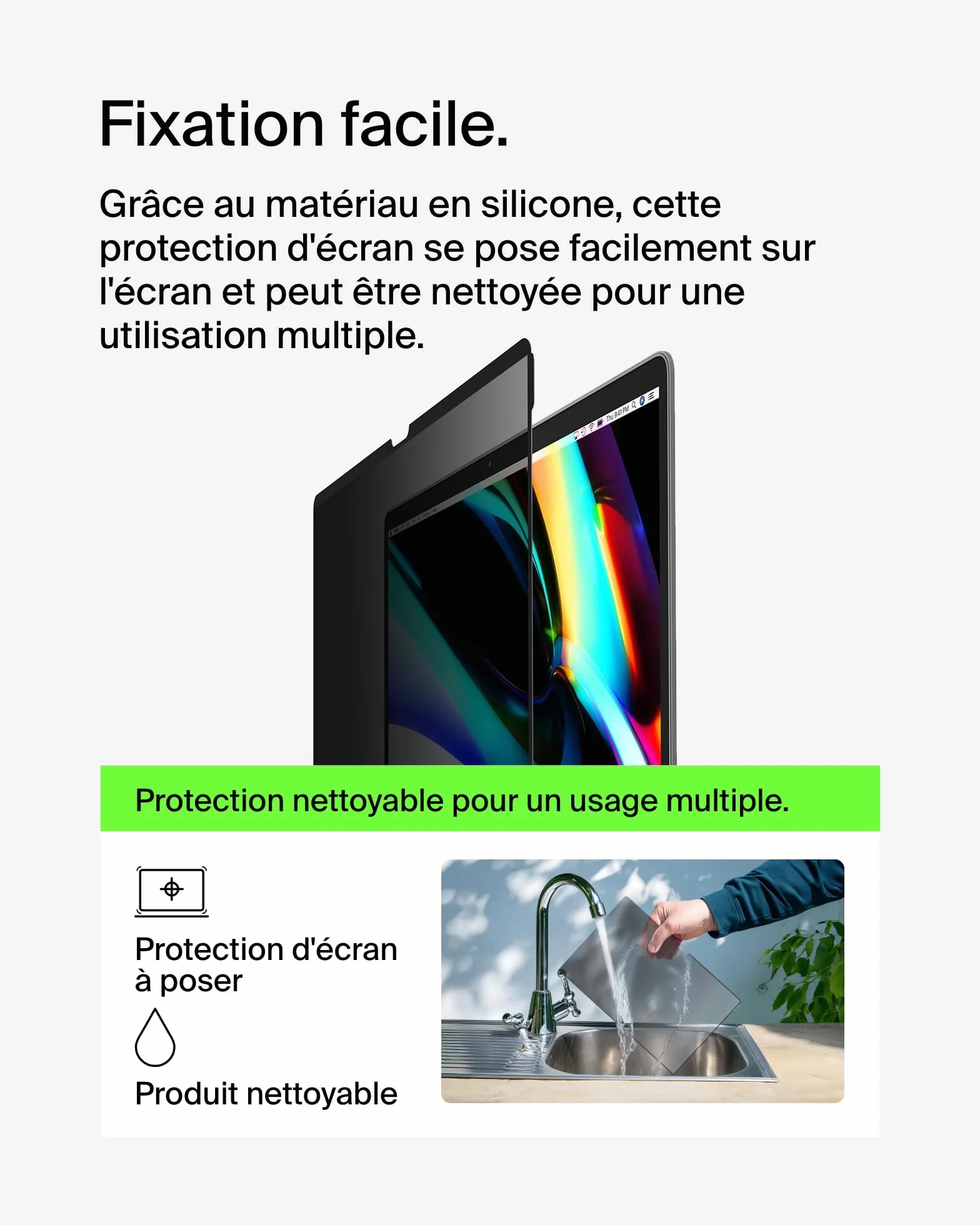 Belkin ScreenForce Protection d'écran TruePrivacy pour MacBook Air 13" M2 antireflet filtre latéral bidirectionnel indice 2H