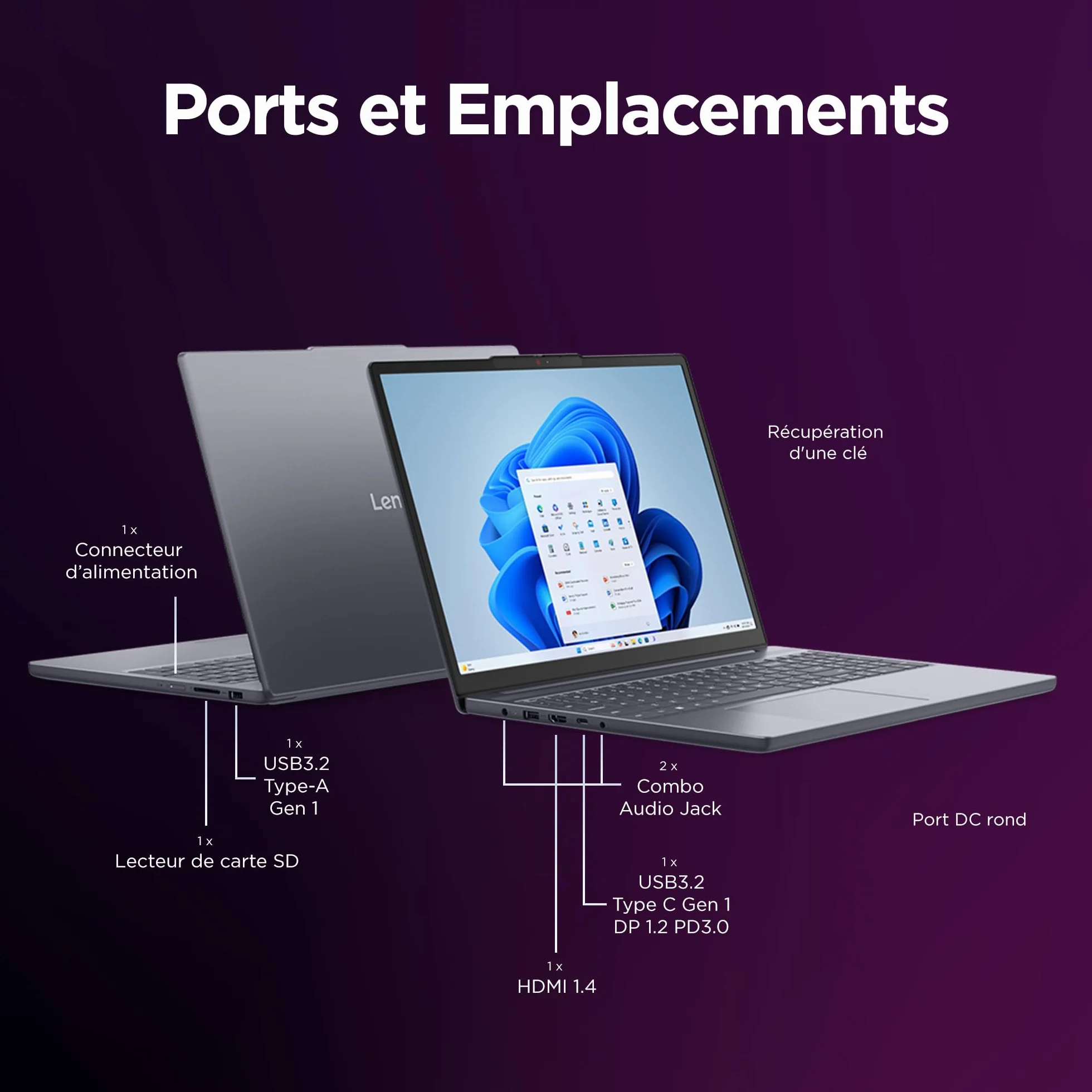 Lenovo IdeaPad Slim 3 14IRH10 Ordinateur Portable 14" WUXGA Intel Core i7-13620H RAM 16Go SSD 512Go Intel UHD Graphics Windows 11 Home Clavier AZERTY Français Gris