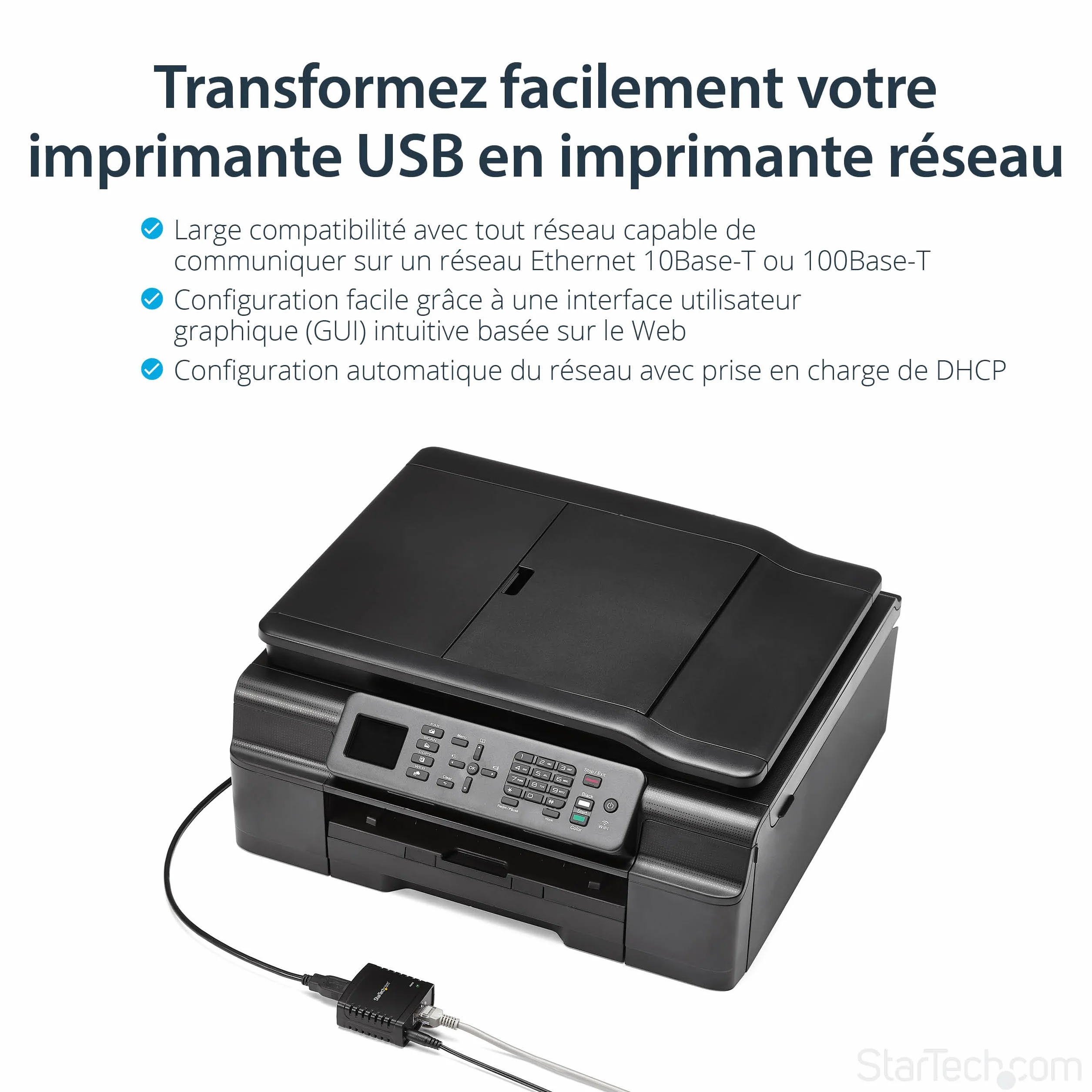 StarTech.com Serveur d'impression LPR réseau 10/100 Mb/s USB 2.0 PM1115U2