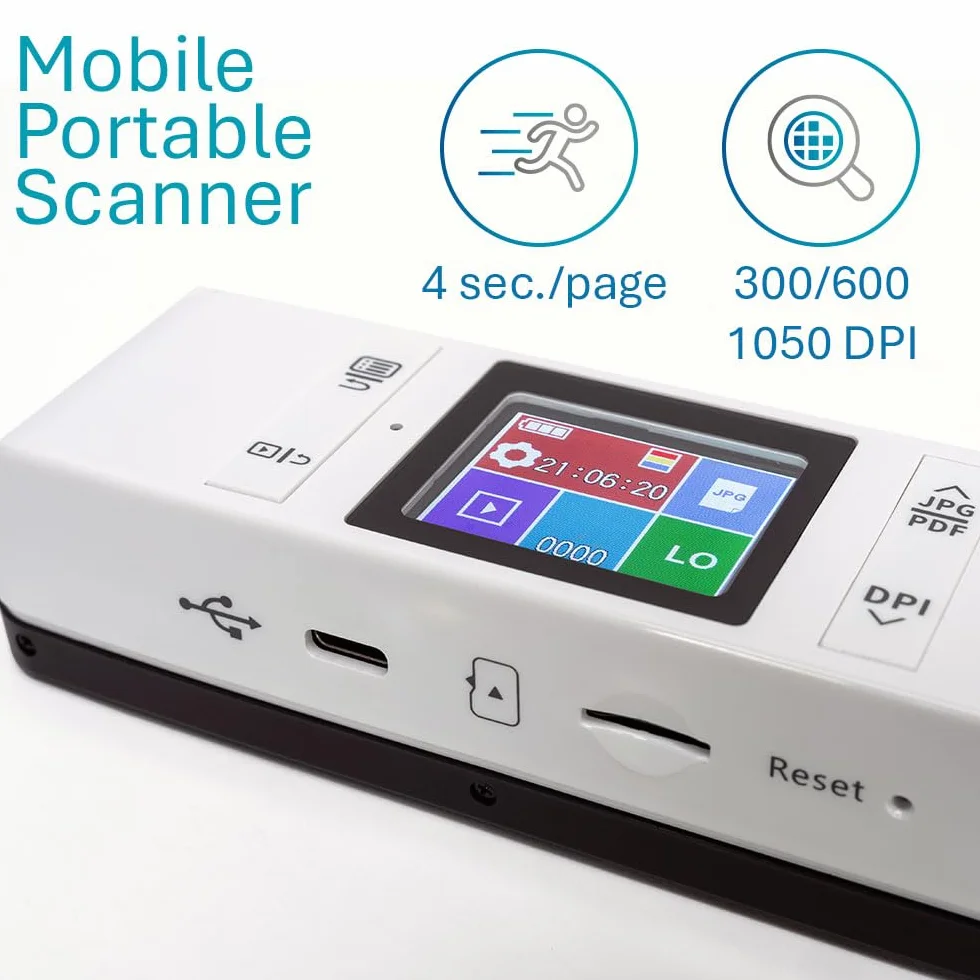 IRIScan Book 7 Scanner Portable sans Fil A4 Blanc, Scan Livres Documents PDF Word XLS, Carte SD, Windows Mac