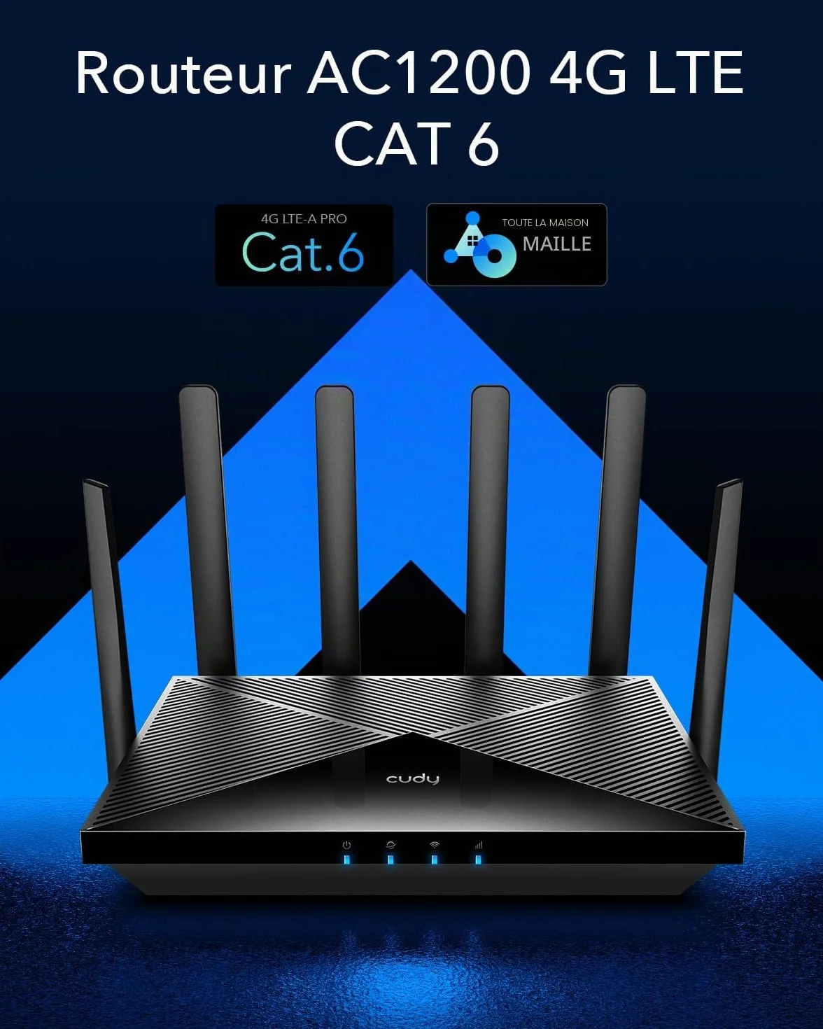 Cudy Routeur WiFi 4G LTE Cat 6 Modem Double SIM AC1200 Gigabit OpenVPN WireGuard LT700