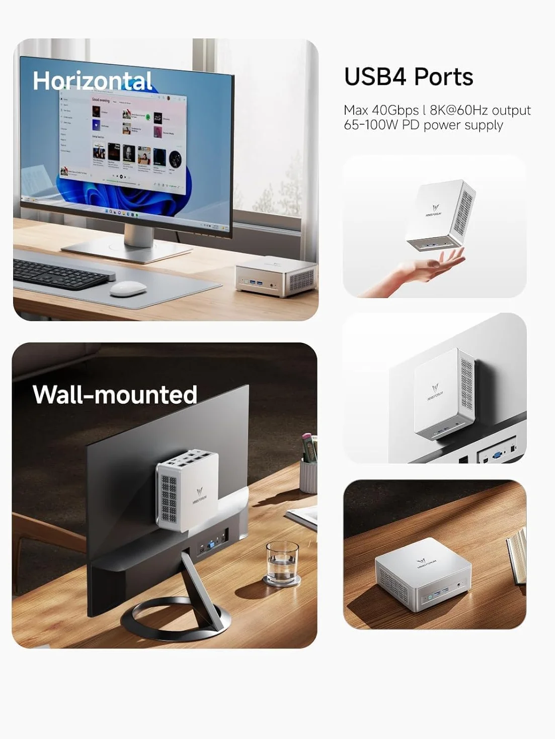 MINISFORUM UM750L Mini PC AMD Ryzen 5 7545U 16 Go LPDDR5 SSD 1 To PCIe 4.0 LAN 2.5G Wi-Fi 6E
