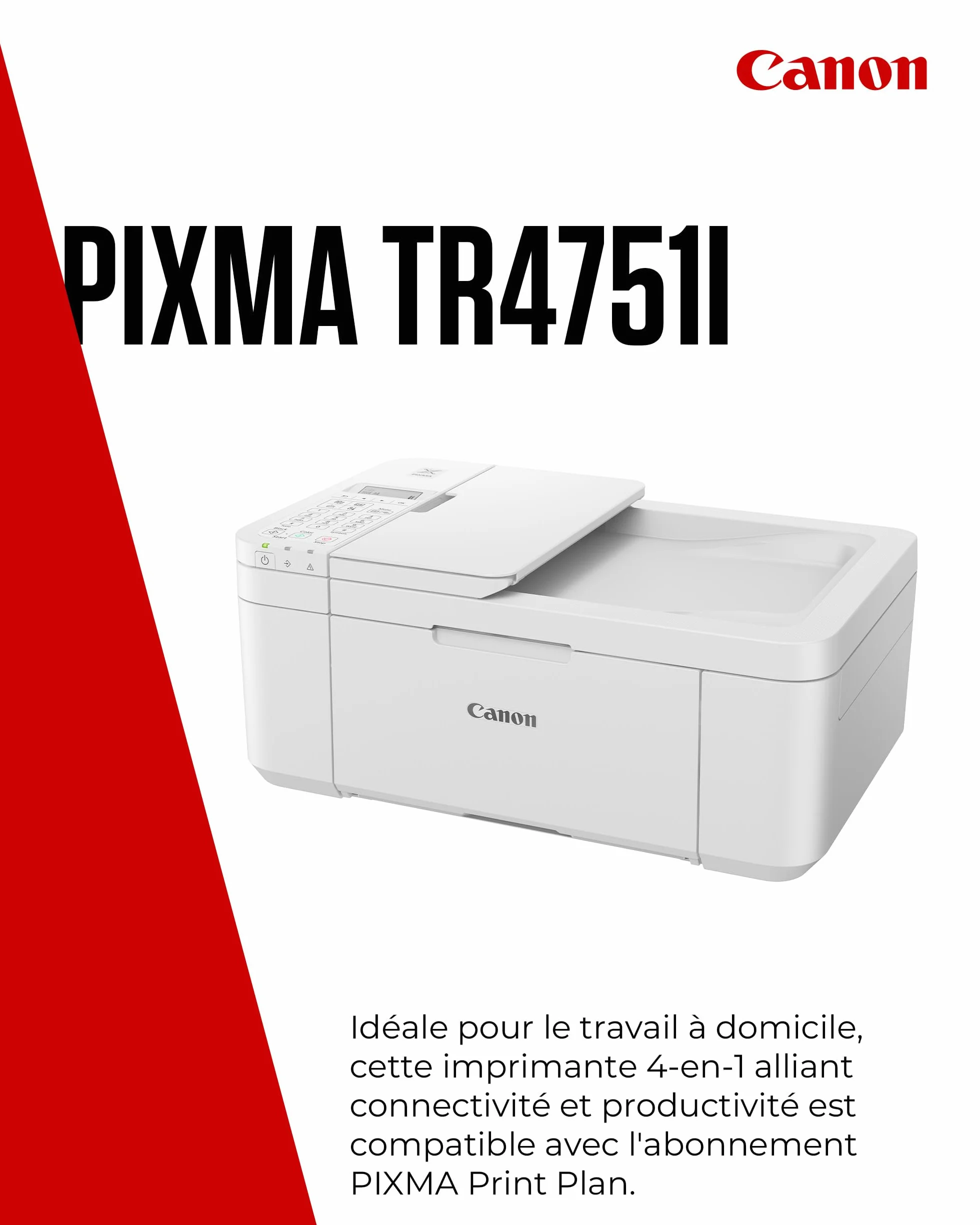 Canon PIXMA TR4750i Imprimante Couleur 4-en-1 WiFi Recto-Verso, CAD 20 Feuilles, Compatible PIXMA Print Plan
