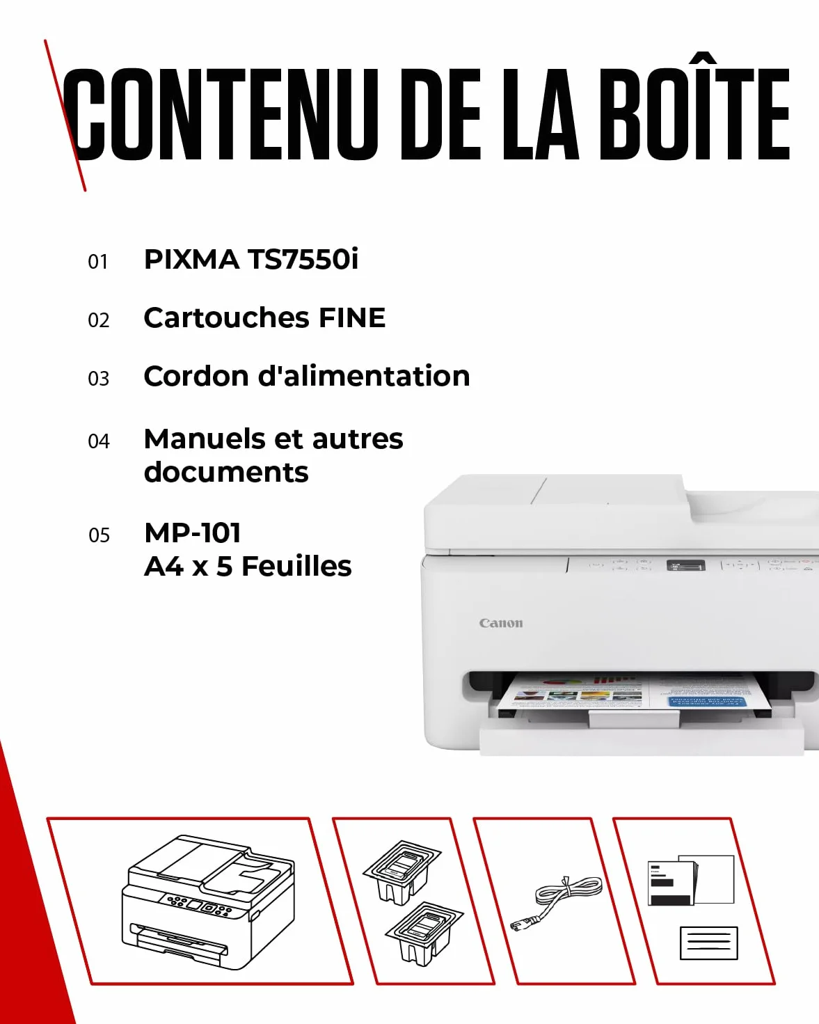 Canon PIXMA TS7550i Imprimante Multifonction Jet d'Encre Wi-Fi A4 Recto Verso