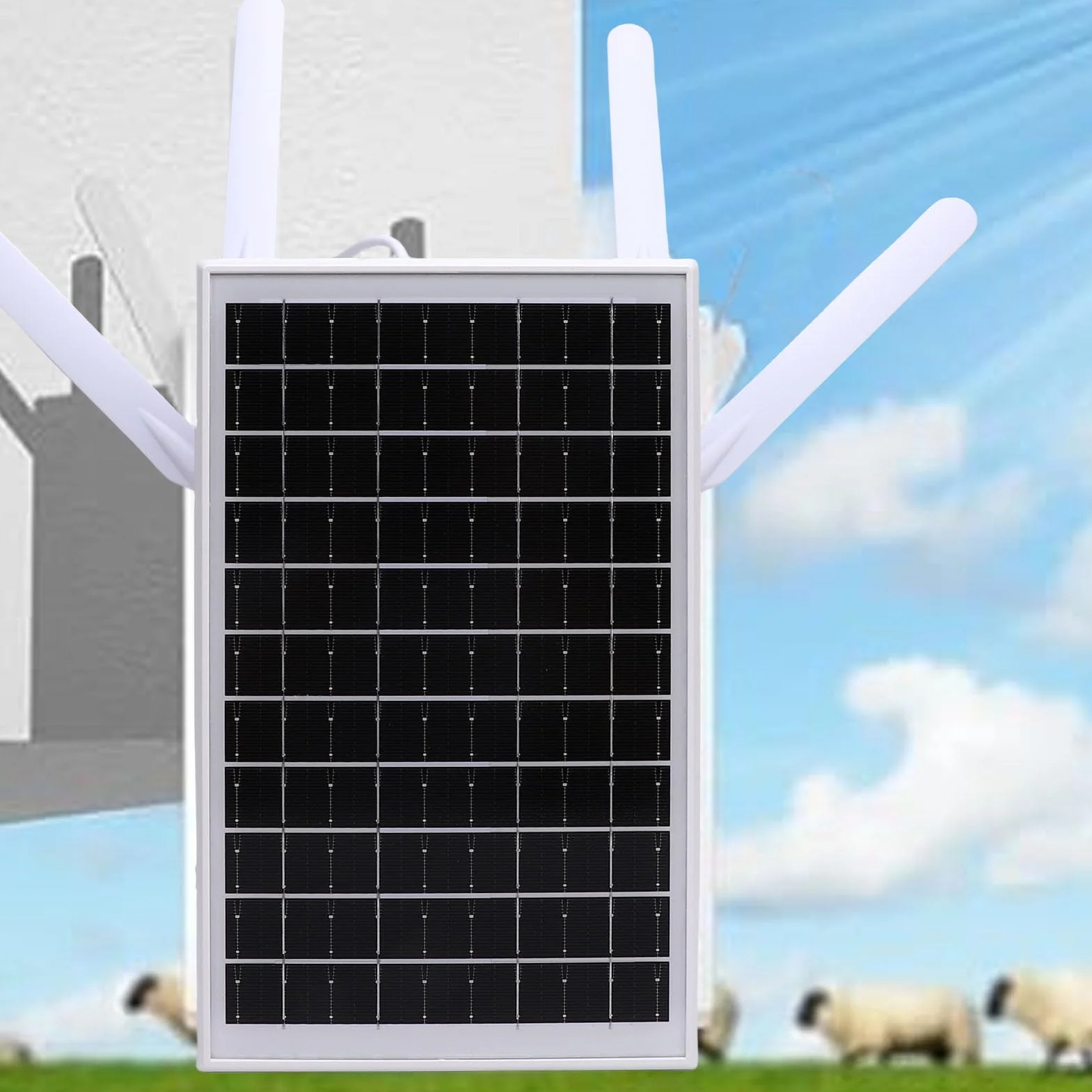 ASHATA Routeur 4G Solaire WiFi 6 Extender 300 Mbps 18000mAh 8 Antennes Noires