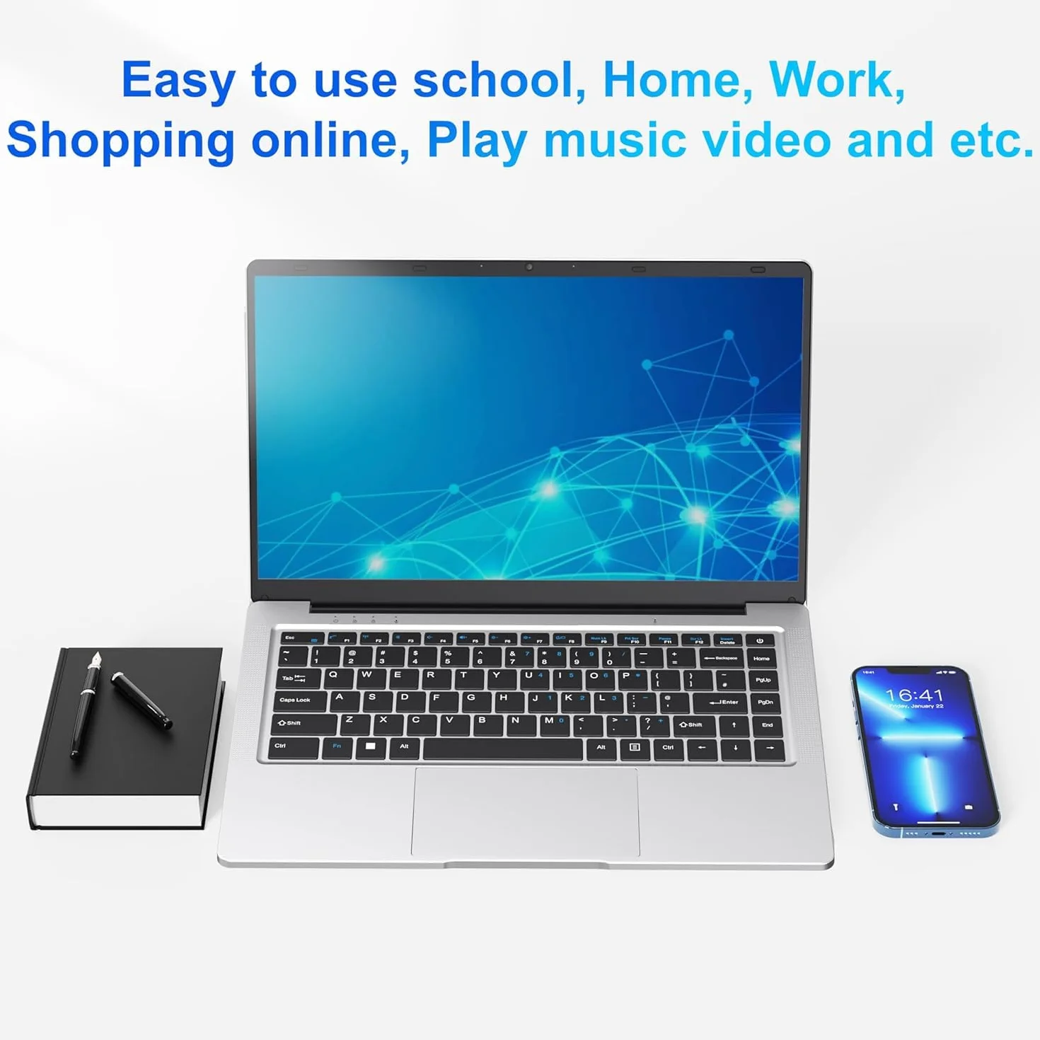 Ordinateur Portable 14,1" HD, 6 Go RAM, SSD 128 Go, Processeur Double Cœur, Wi-Fi 2,4G/5G & Bluetooth, Léger