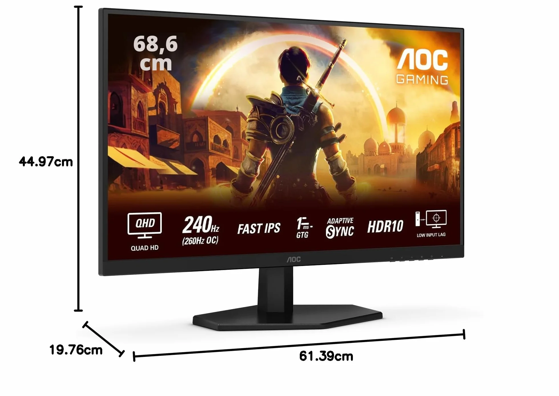 AOC Gaming Moniteur Q27G42ZE 27 Pouces 260Hz Fast IPS Dalle 1ms GtG HDR10 G-Sync Compatible 2560x1440 HDMI 2.0 Noir