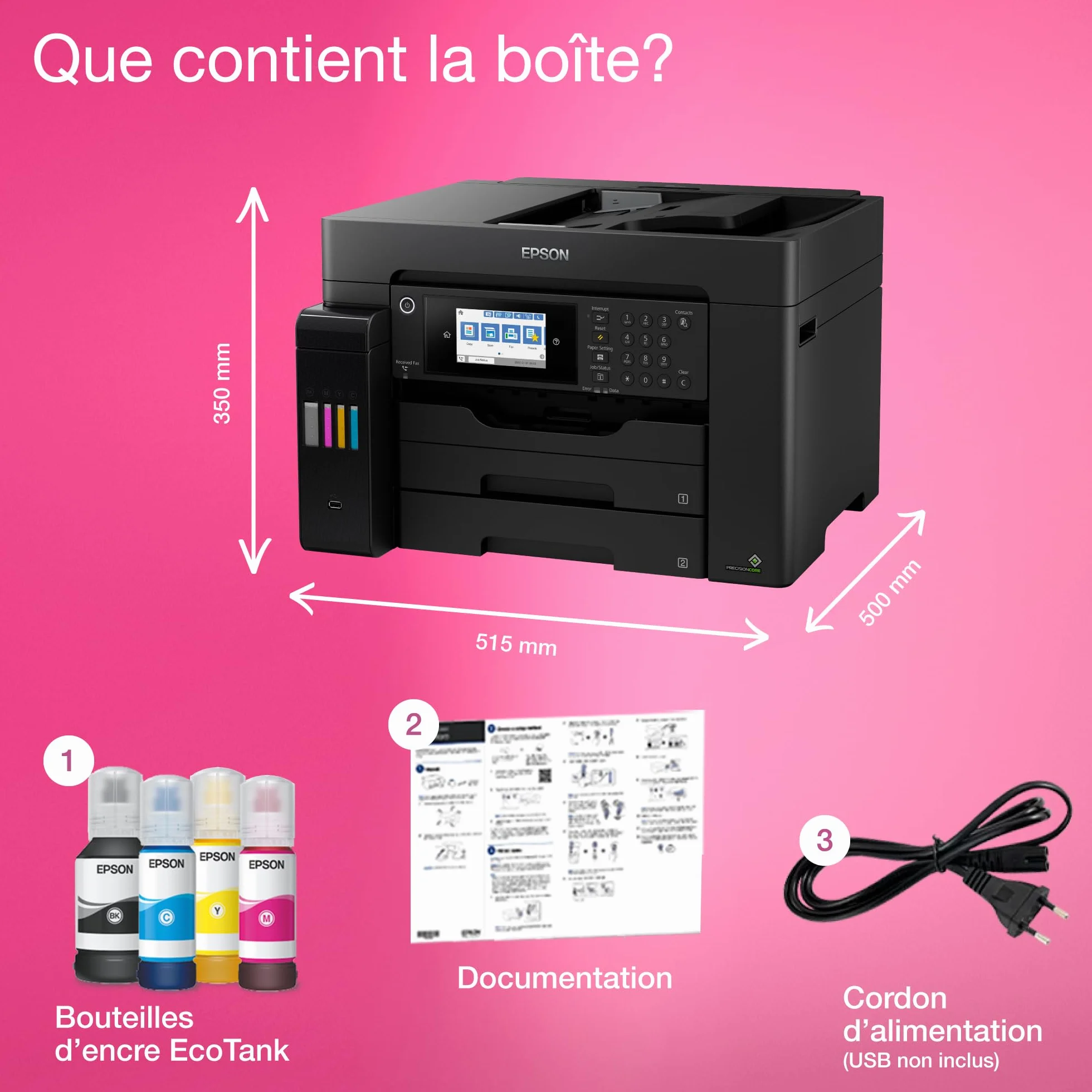 Epson EcoTank ET-16655 Imprimante A3+ Wi-Fi Fax Réservoirs Encre