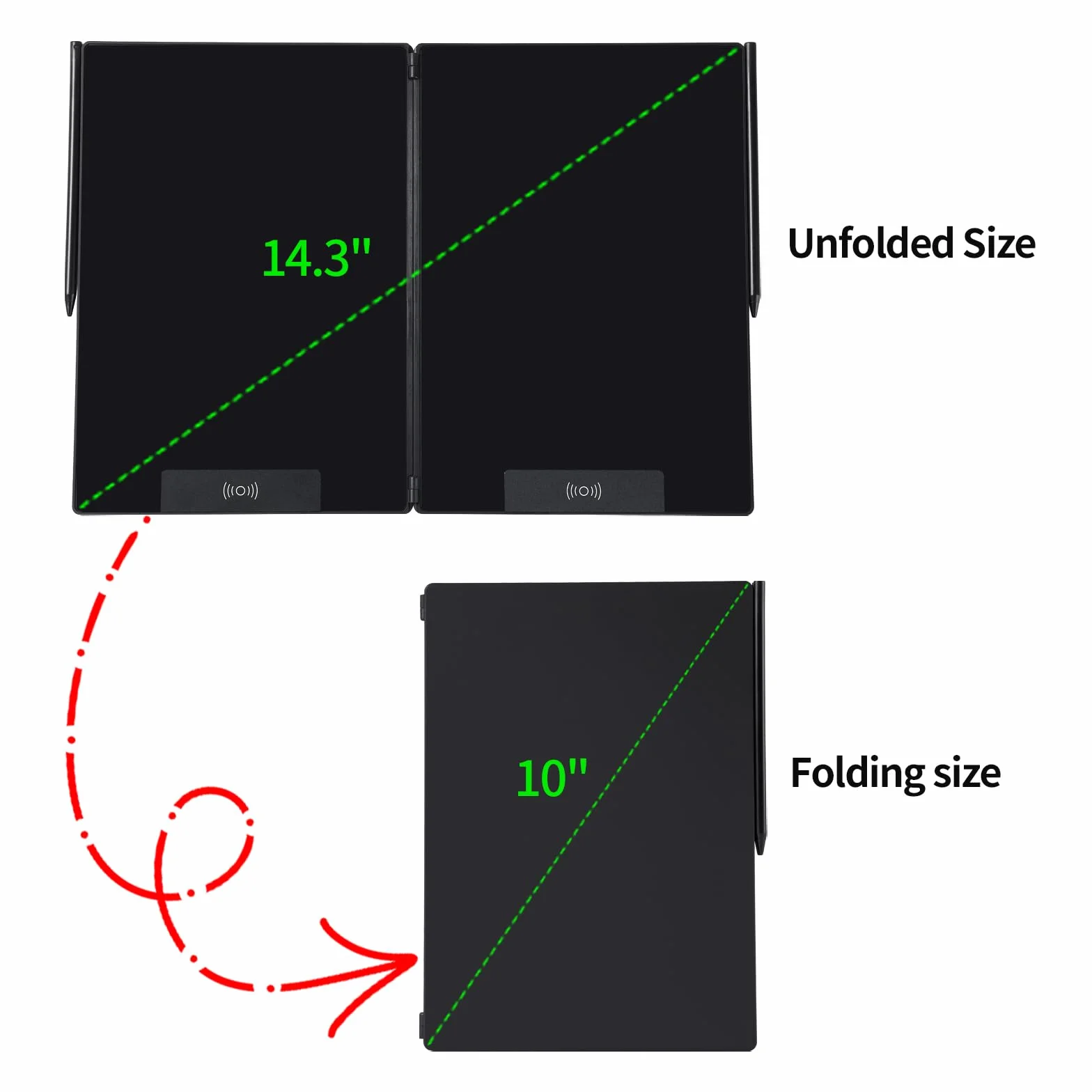EMEBAY Tablette d'écriture LCD 14.3" Pliant Ultra Mince Bloc-Notes numérique effaçable