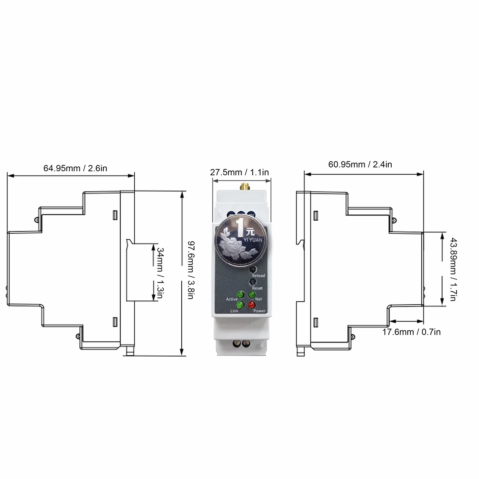 RS485 à WIFI serveur série montage sur Rail Ethernet Module réseau 9-50VDC 10W PE11-M Convertisseur