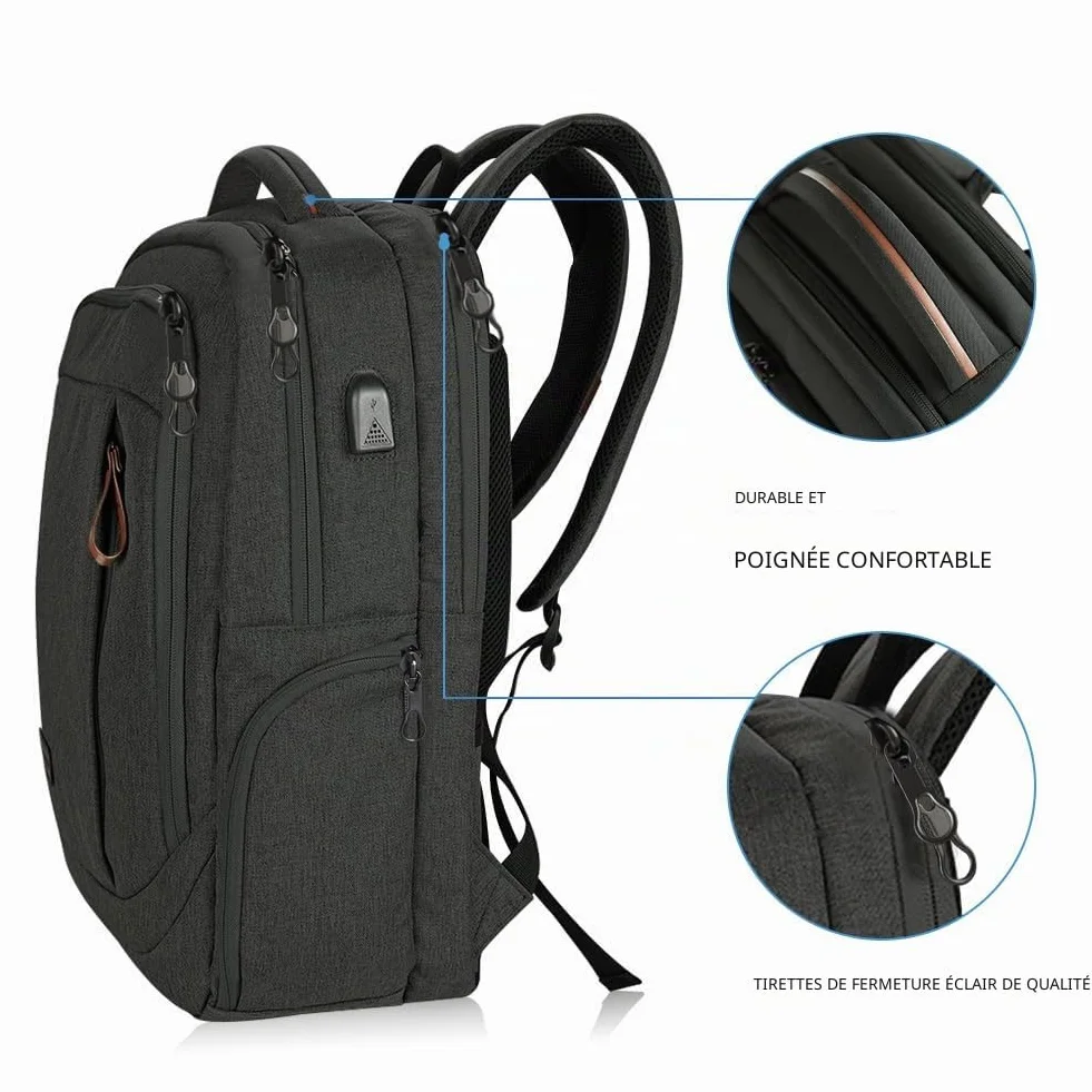 KROSER Sac à dos pour ordinateur portable 17,3" Antivol Voyage Affaires Université