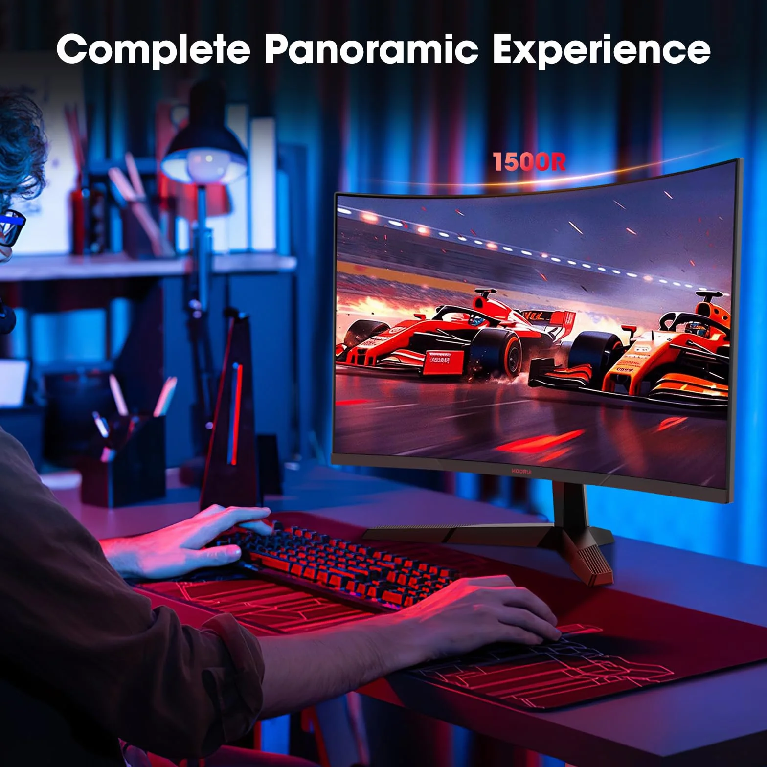 KOORUI 27" Ecran PC Gaming Incurvé 1500R Moniteur Dalle VA QHD 2560X1440 180Hz 1MS DCI-P3 85% HDMI/DP
