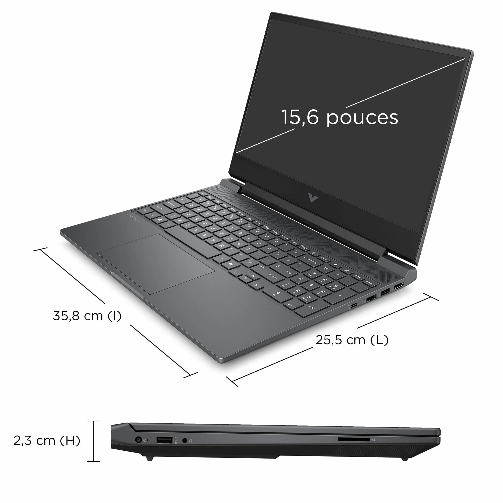 HP Victus 15-fb3003sf Ordinateur Portable Gaming 15,6" FHD IPS 144 Hz PC Portable Gamer AMD Ryzen 7 744H 16 Go RAM SSD 512 Go Nvidia GeForce RTX 4050 6Go Windows 11 Gris AZERTY