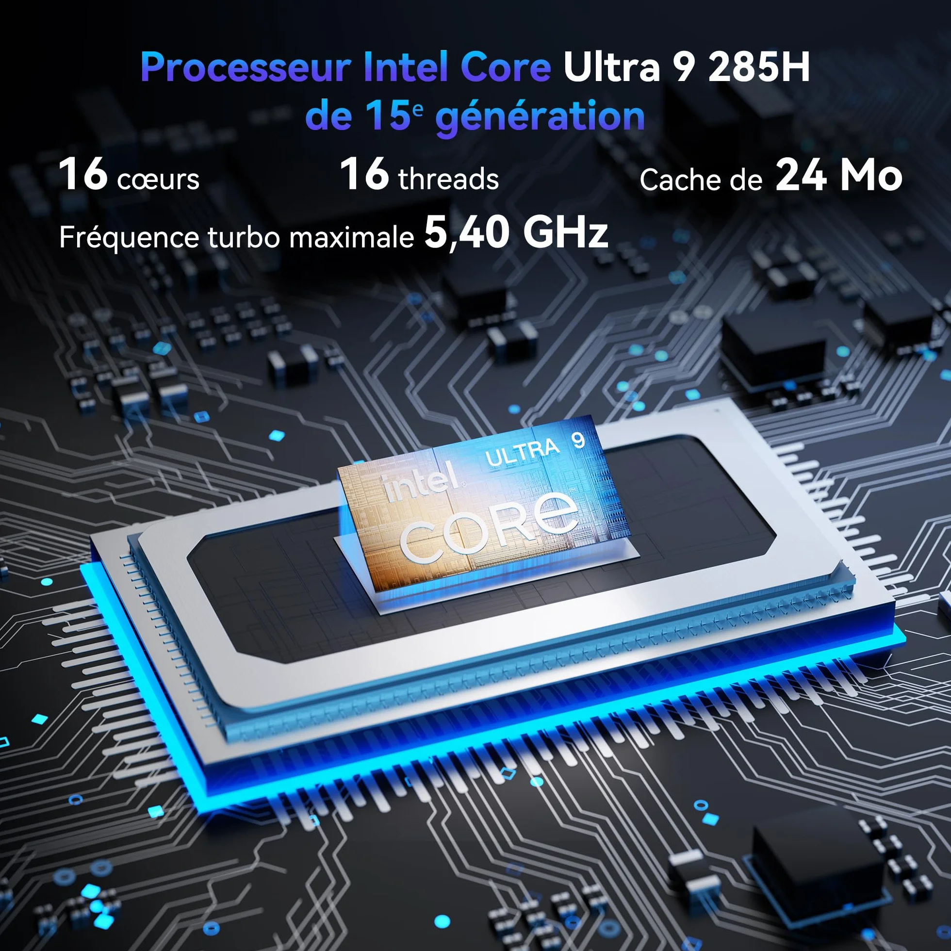 GEEKOM IT15 Mini PC Intel Core Ultra 9 285H 32Go DDR5 2To SSD GPU Intel Arc 140T WiFi 7 Win 11
