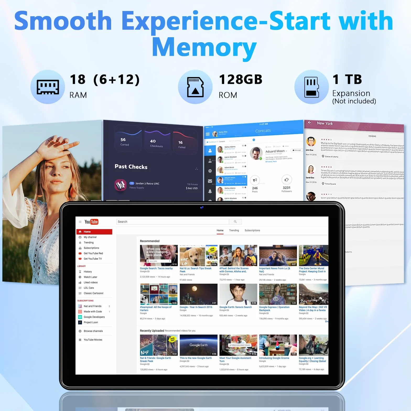 Tablette 10 Pouces Android 15 18 Go RAM 128 Go ROM Octa-Core HD IPS 1280×800 Batterie 6000 mAh Double Caméra WiFi 2,4G