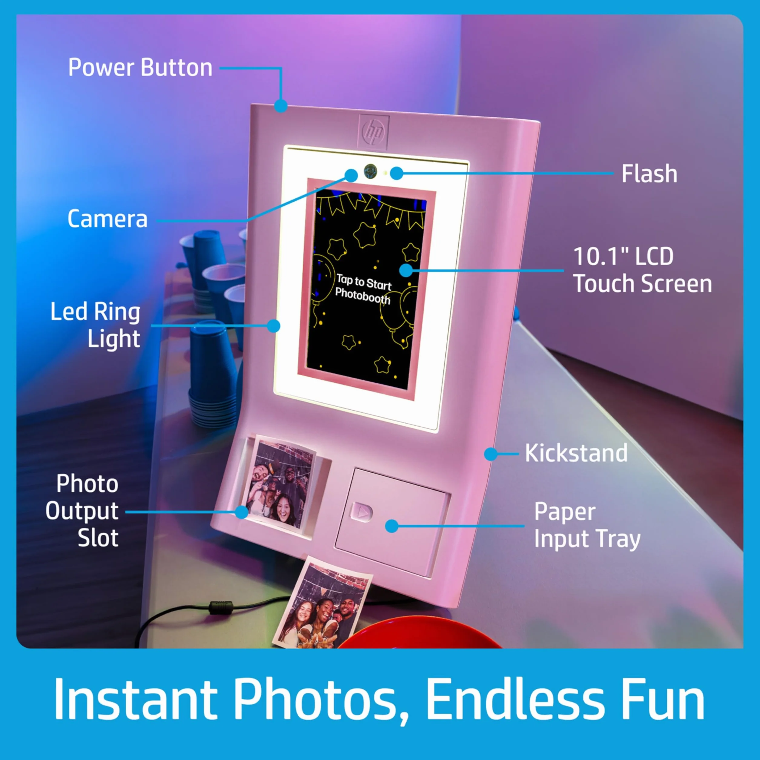 HP Sprocket Photomaton Imprimante Instantanée Couleur Rose Papier Zink 3,5 x 4,25" Autocollant 500 Feuilles