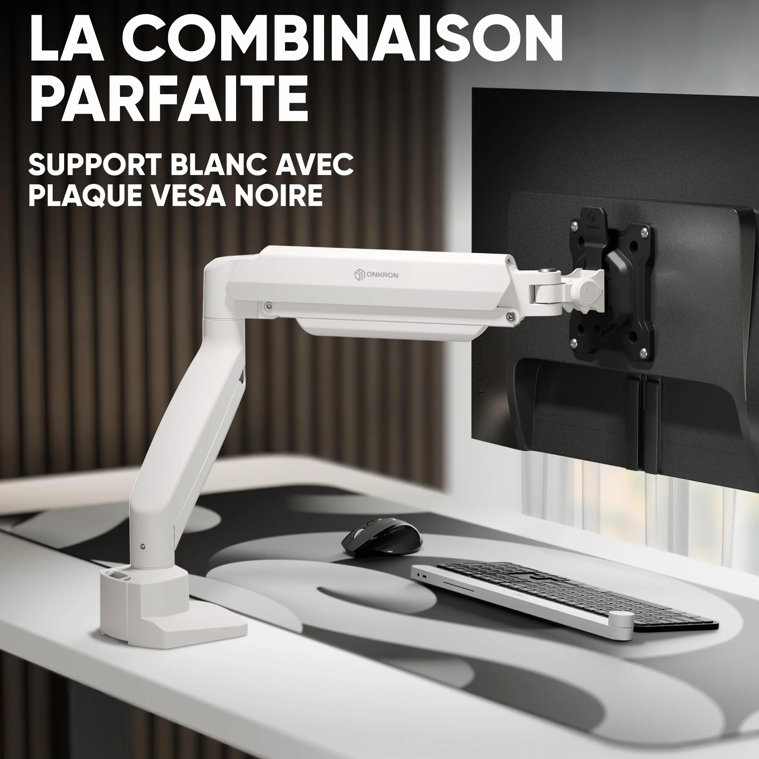 ONKRON Support Ecran PC Bras Articulé 13-32 Pouces 10 kg VESA 75x100 Blanc G80-BW