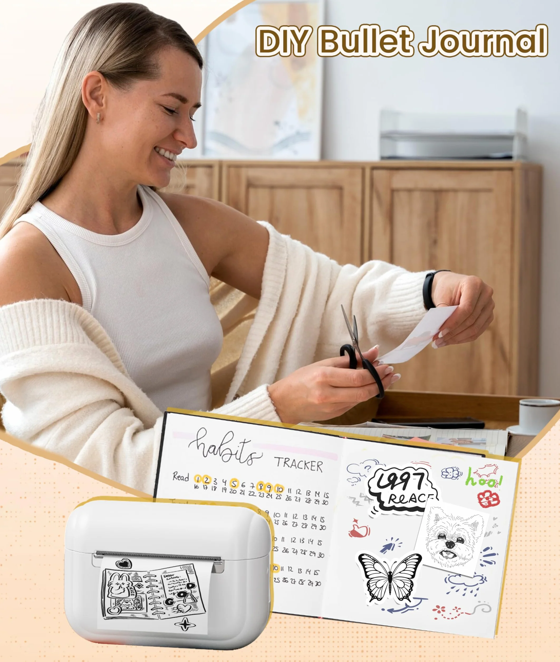 Mini Imprimante Photo Portable Q02E Sans Encre Thermique Bluetooth Compatible iPhone Pad Blanc