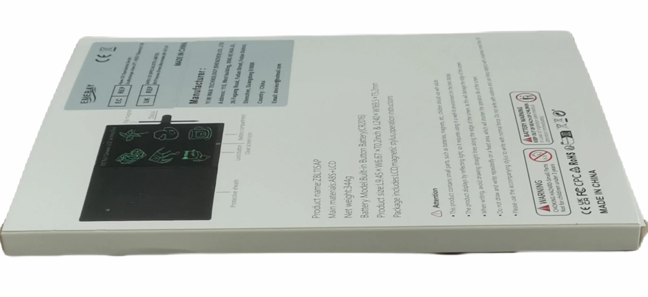 EMEBAY Tablette d'écriture LCD 11,5" Ultra Mince 3.2 mm Bloc-Notes numérique effaçable