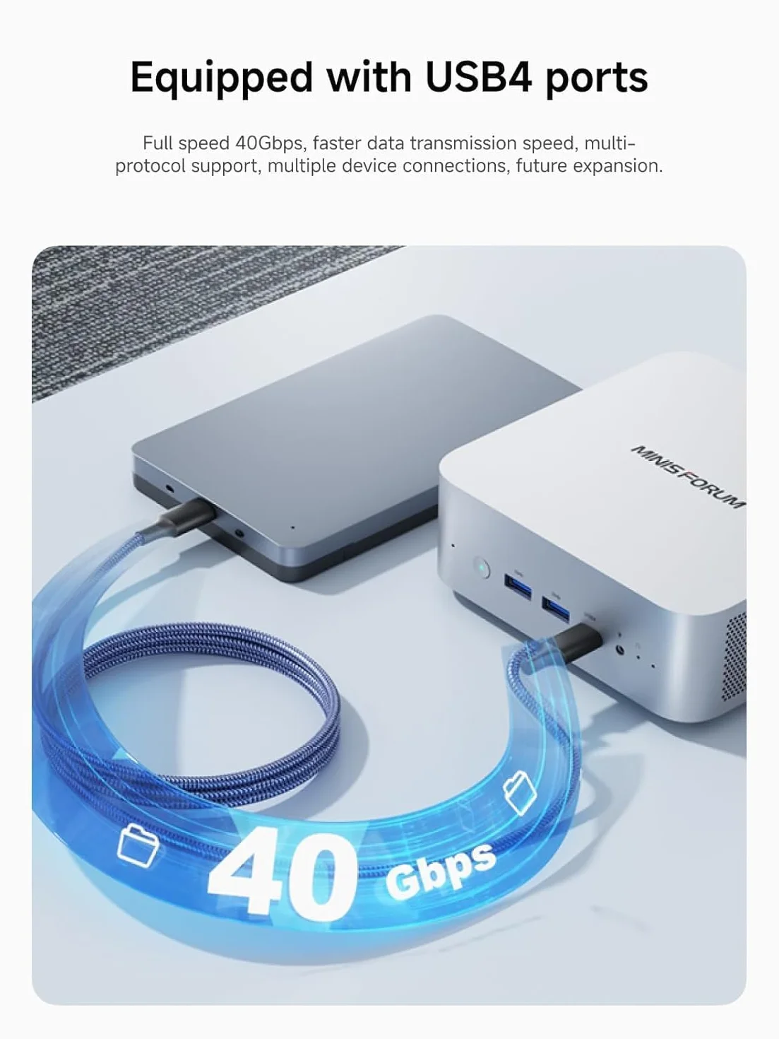 MINIS FORUM AI X1-255 Mini PC, Ryzen 7 255, 16 Go DDR5, SSD 512 Go, USB4, HDMI/DP 4K, LAN 2,5G, Wi-Fi 7, Bluetooth 5.4, OCuLink