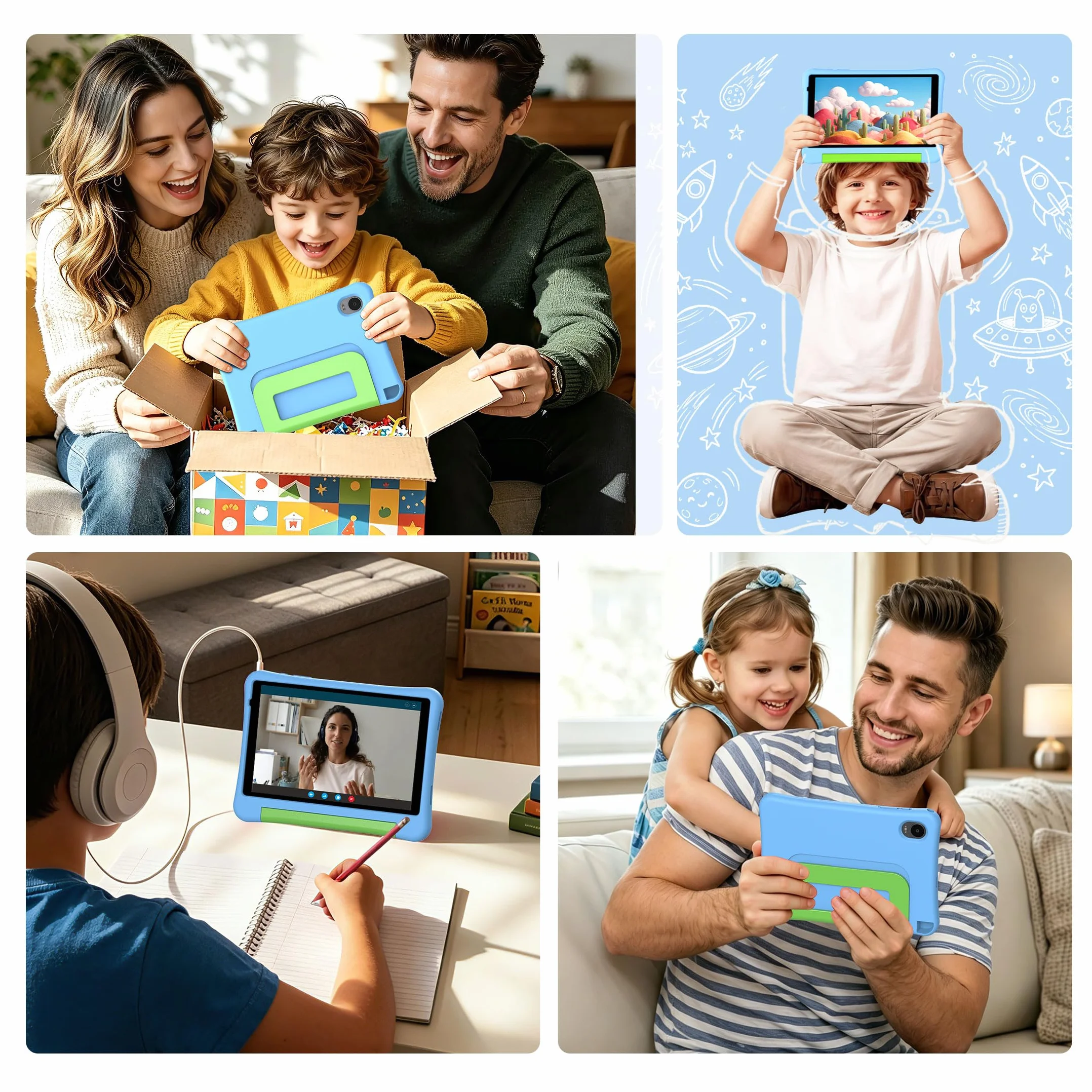ALLDOCUBE Tablette Enfants 8 Pouces Android 15 Éducative T310 32Go ROM 5000mAh WiFi Coque Antichocs Bleu