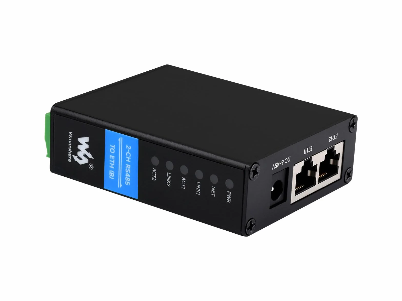 Waveshare 2-CH RS485 to RJ45 Ethernet Converter Module Industrial Rail-Mount Isolated Serial Server Dual Channels
