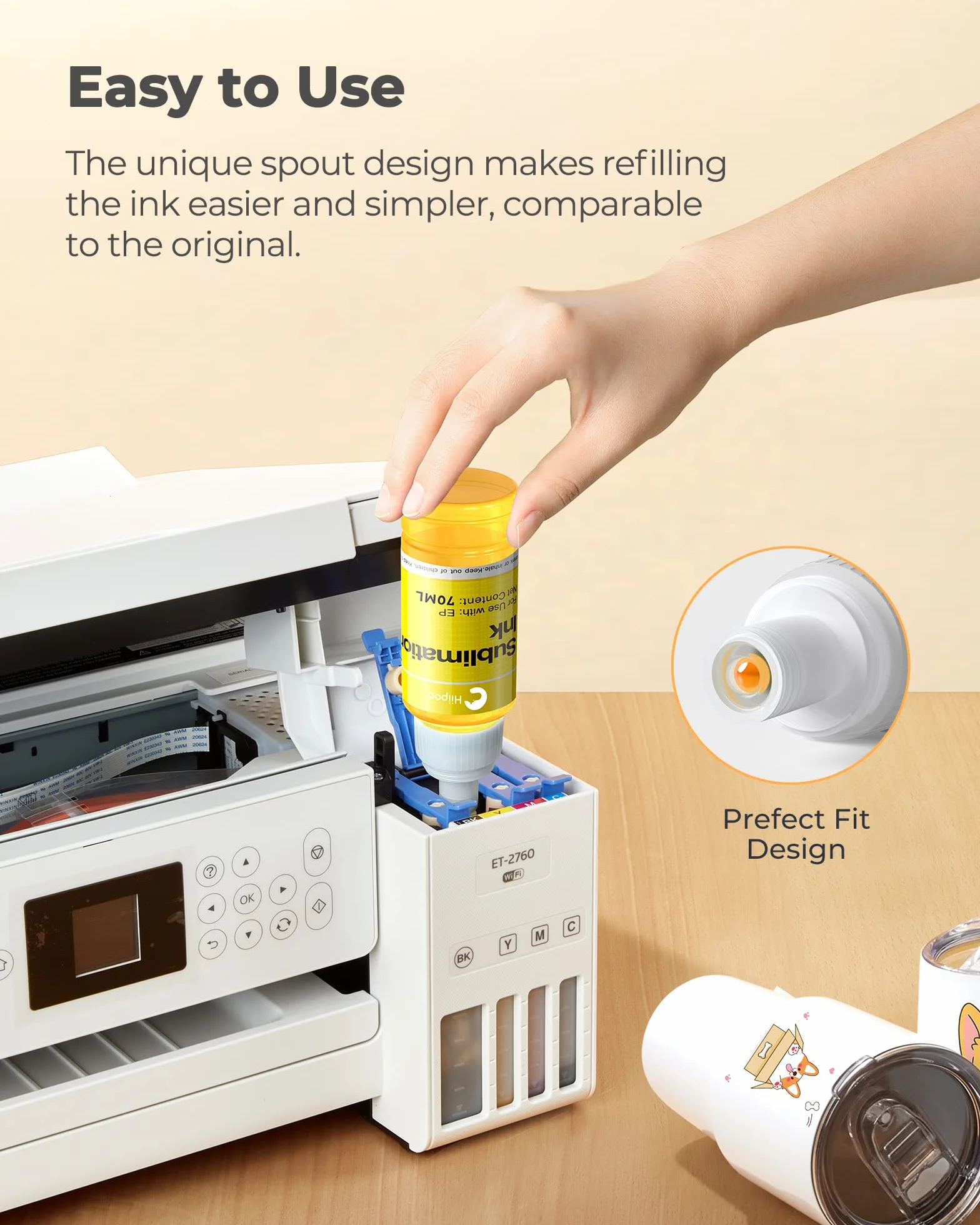 Hiipoo Bouteilles rechargeables d'encre par sublimation compatibles ET2400 ET2720 ET2760 ET2750 ET4800 ET-2800 ET-2803 ET-2850