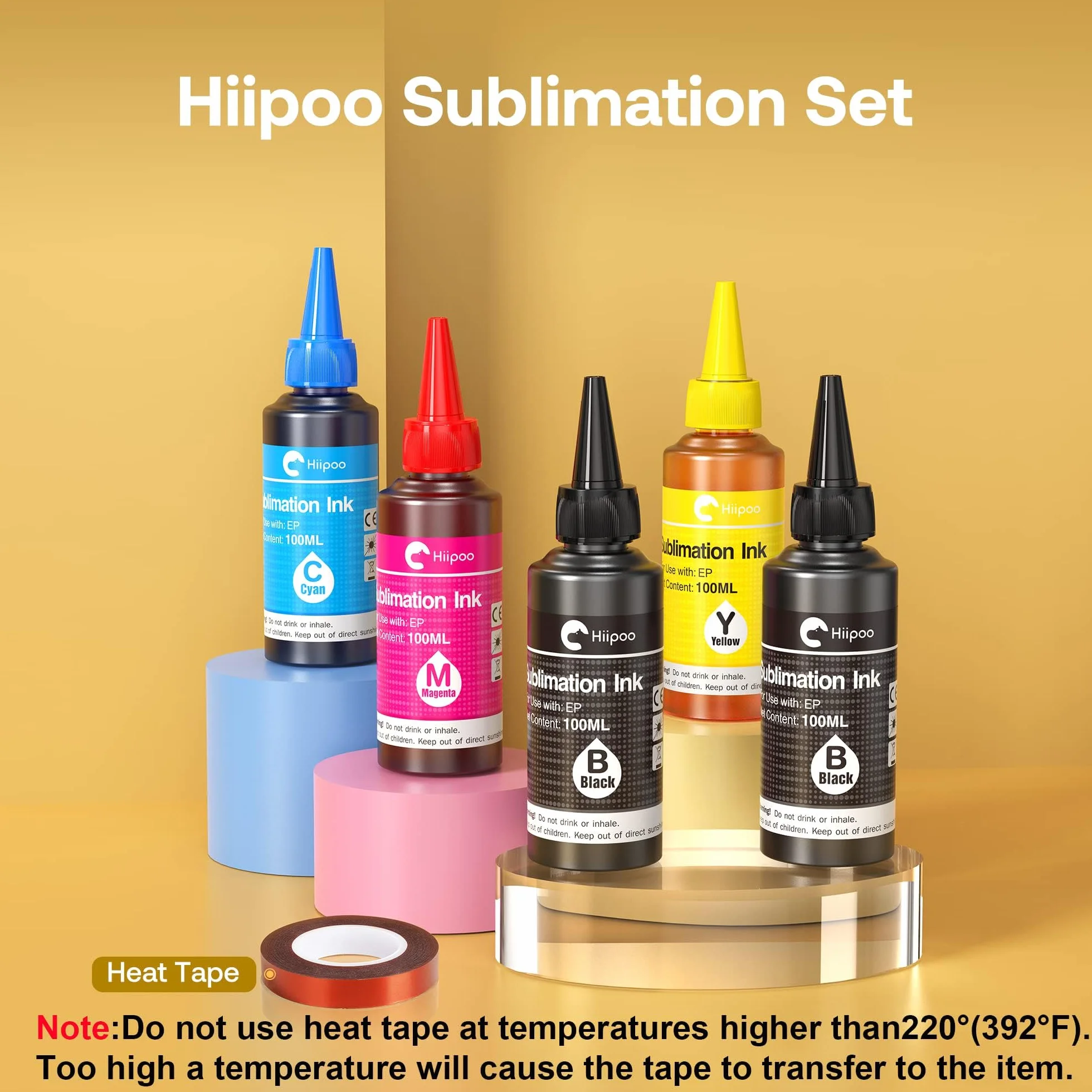Hiipoo Encre de sublimation recharge 500ML pour ET2400 ET-2720 ET-2760 ET-2800 ET-2803 ET-2850 ET-4800 ET-15000 ET-3760 Imprimante jet d'encre