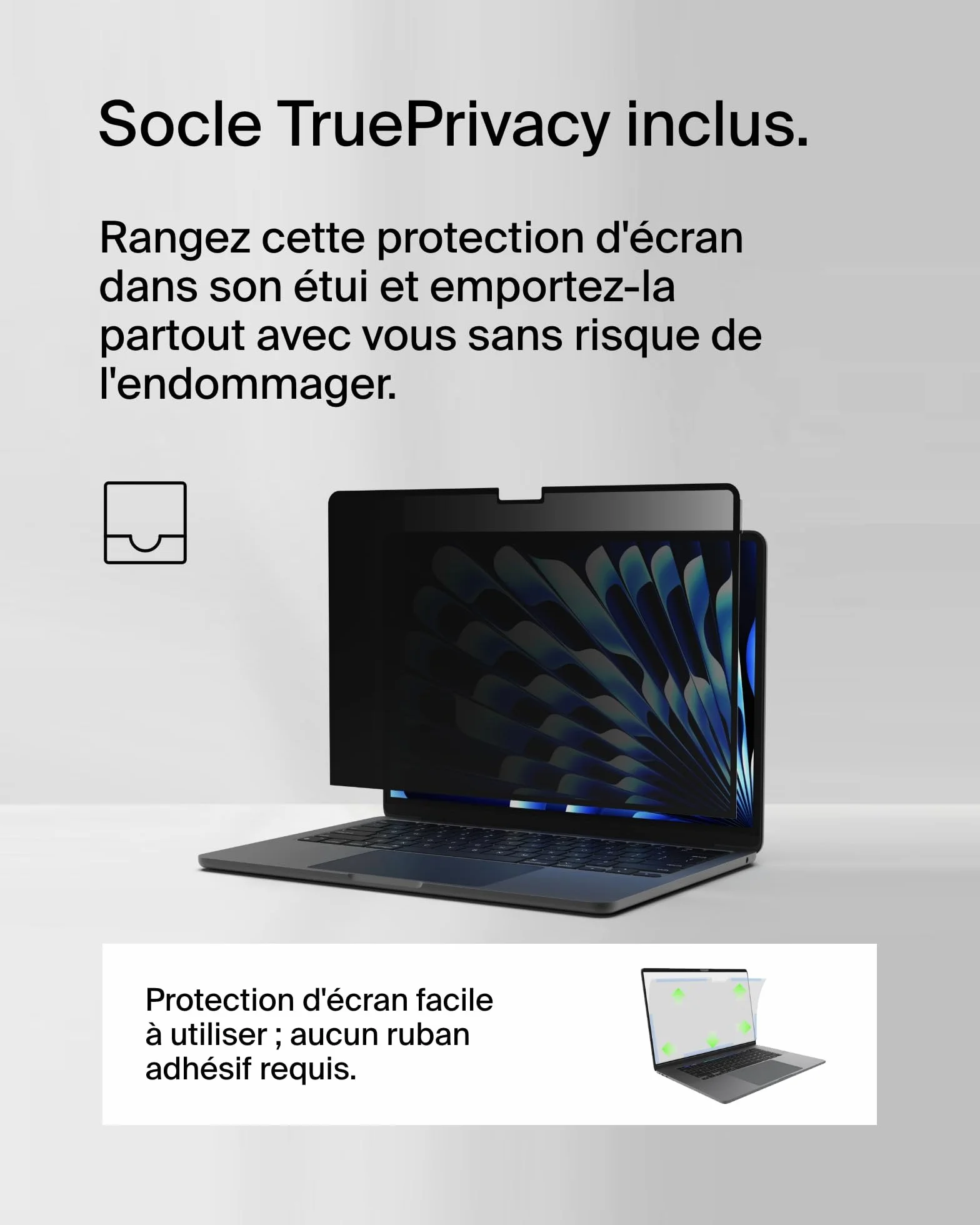 Belkin ScreenForce Protection d'écran TruePrivacy pour MacBook Air 13" M2 antireflet filtre latéral bidirectionnel indice 2H