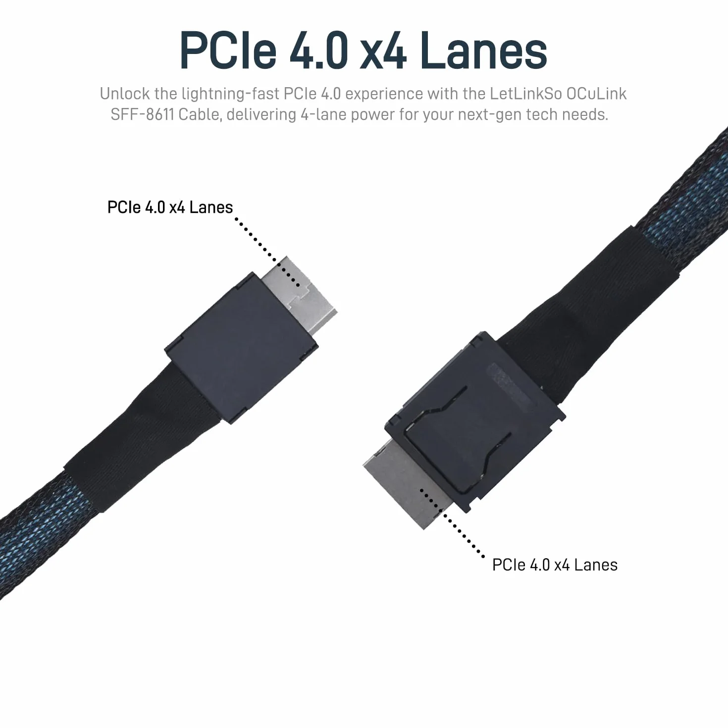 Oculink Câble d'extension PCIe 4.0 SFF-8611 4i mâle pour eGPU Mini PC SSD, 100 cm