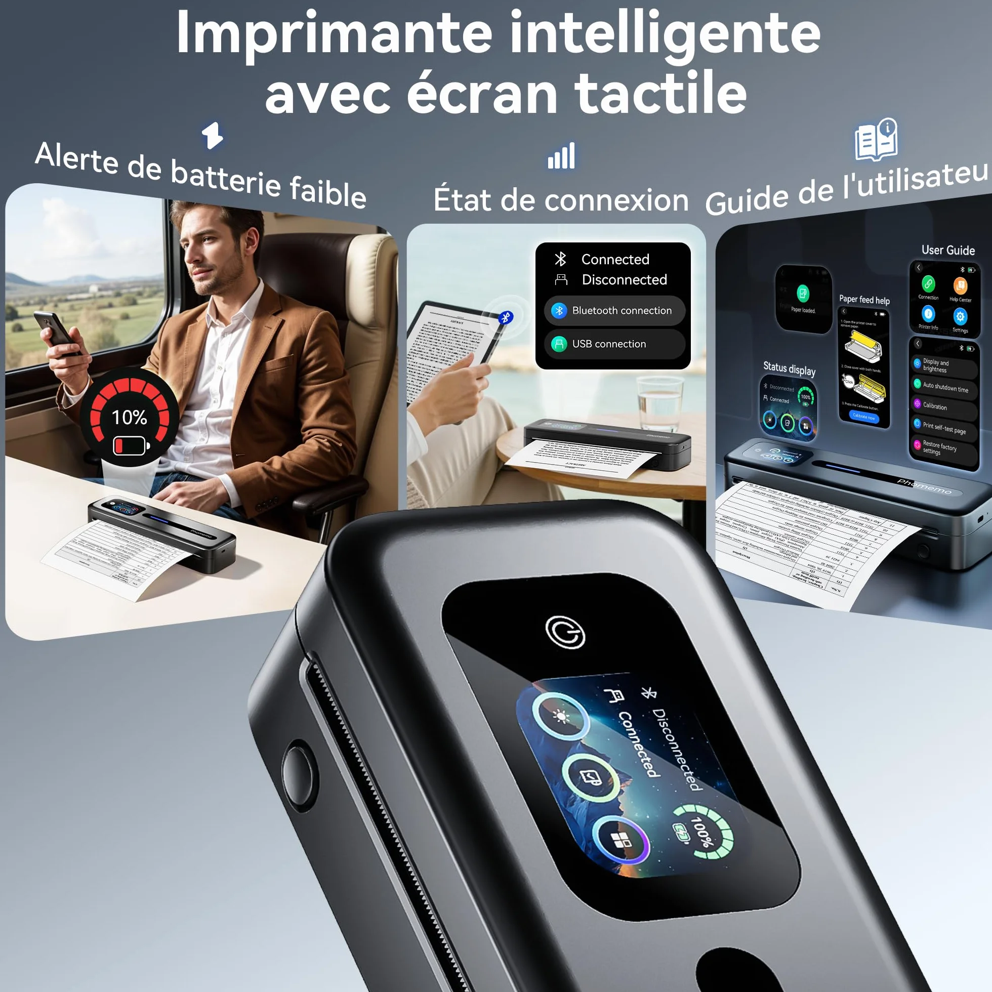 Phomemo M832D Imprimante Thermique A4 avec Écran Tactile Portable sans Encre