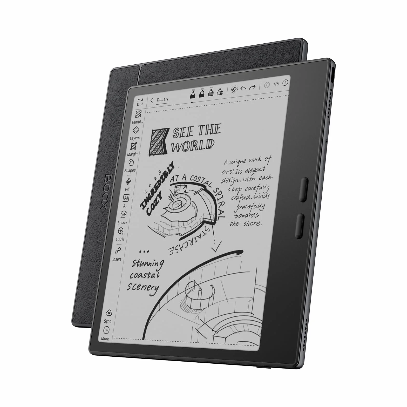 BOOX Go 7 ePapier Tablette 7" 64 Go 300 ppi Android 13 Éclairage BT WiFi Noir
