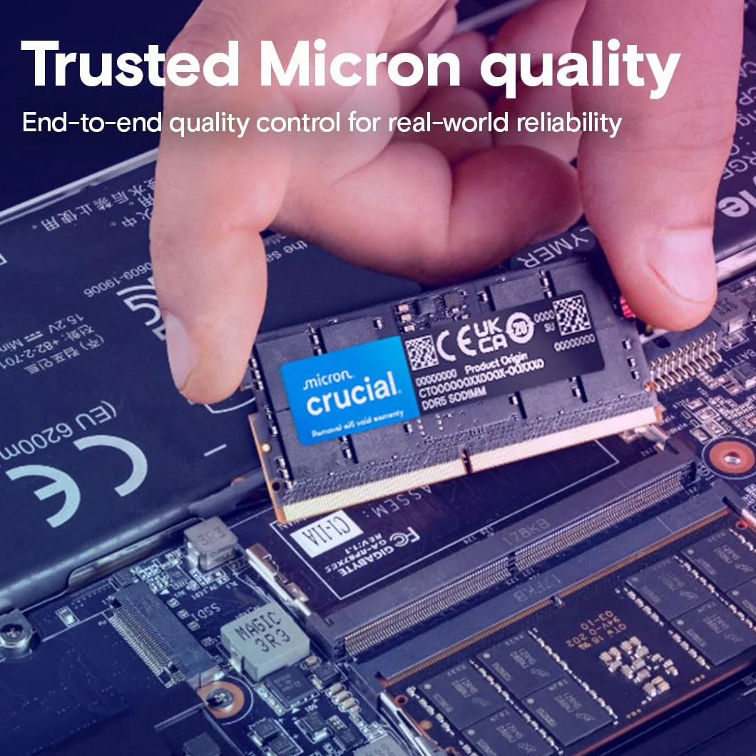 Crucial RAM 32Go Kit (2x16Go) DDR5 5600MHz Mémoire pour Ordinateur Portable CT2K16G56C46S5