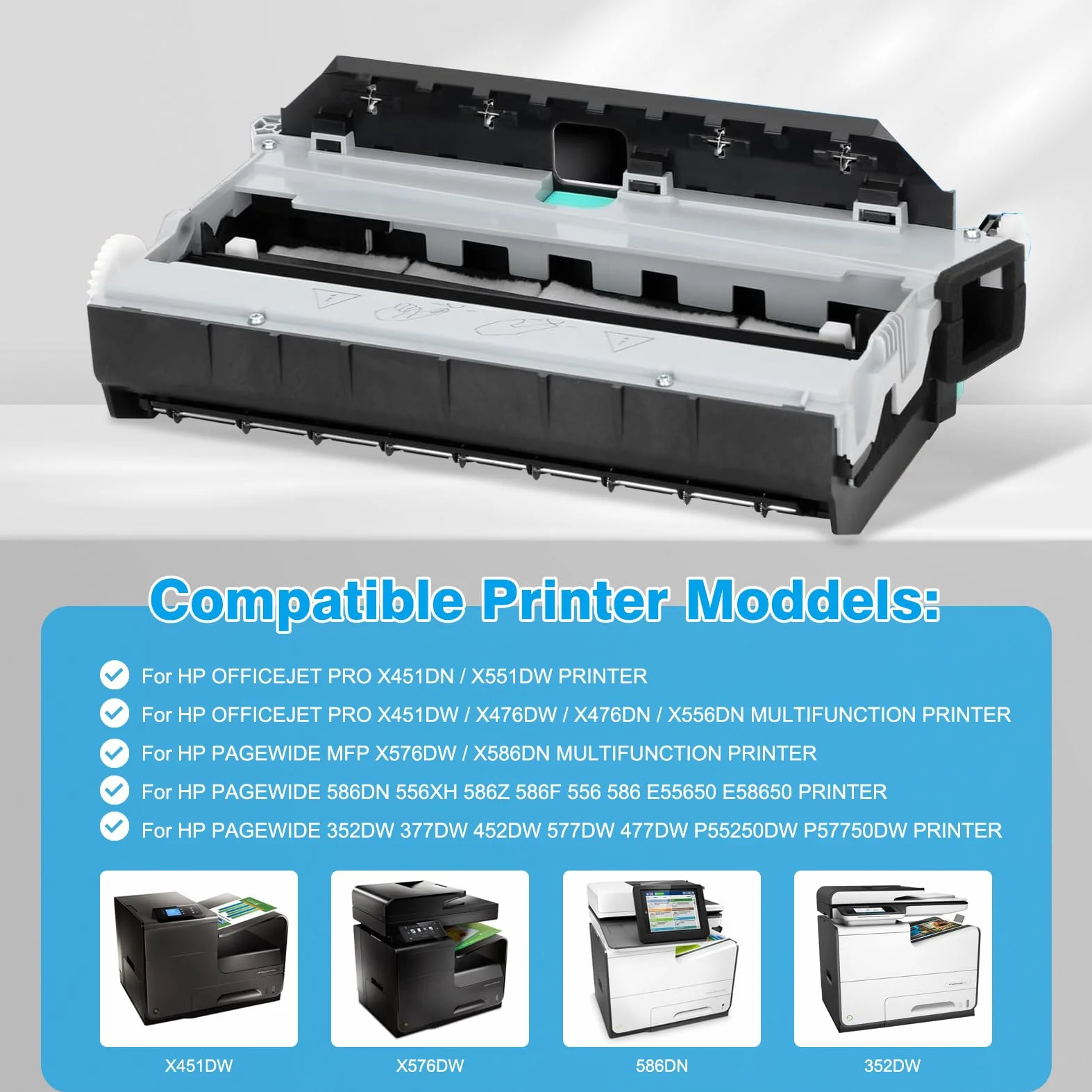 Module Duplex Compatible HP 974 975 973 Maintenance Box pour HP OfficeJet Pro x585 x451 x452 x577 x576 x552 x476 x551 x477