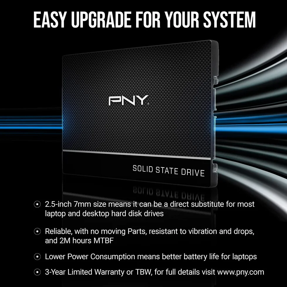 PNY CS900 SSD Interne SATA III 2.5 Pouces 250Go 535MB/s