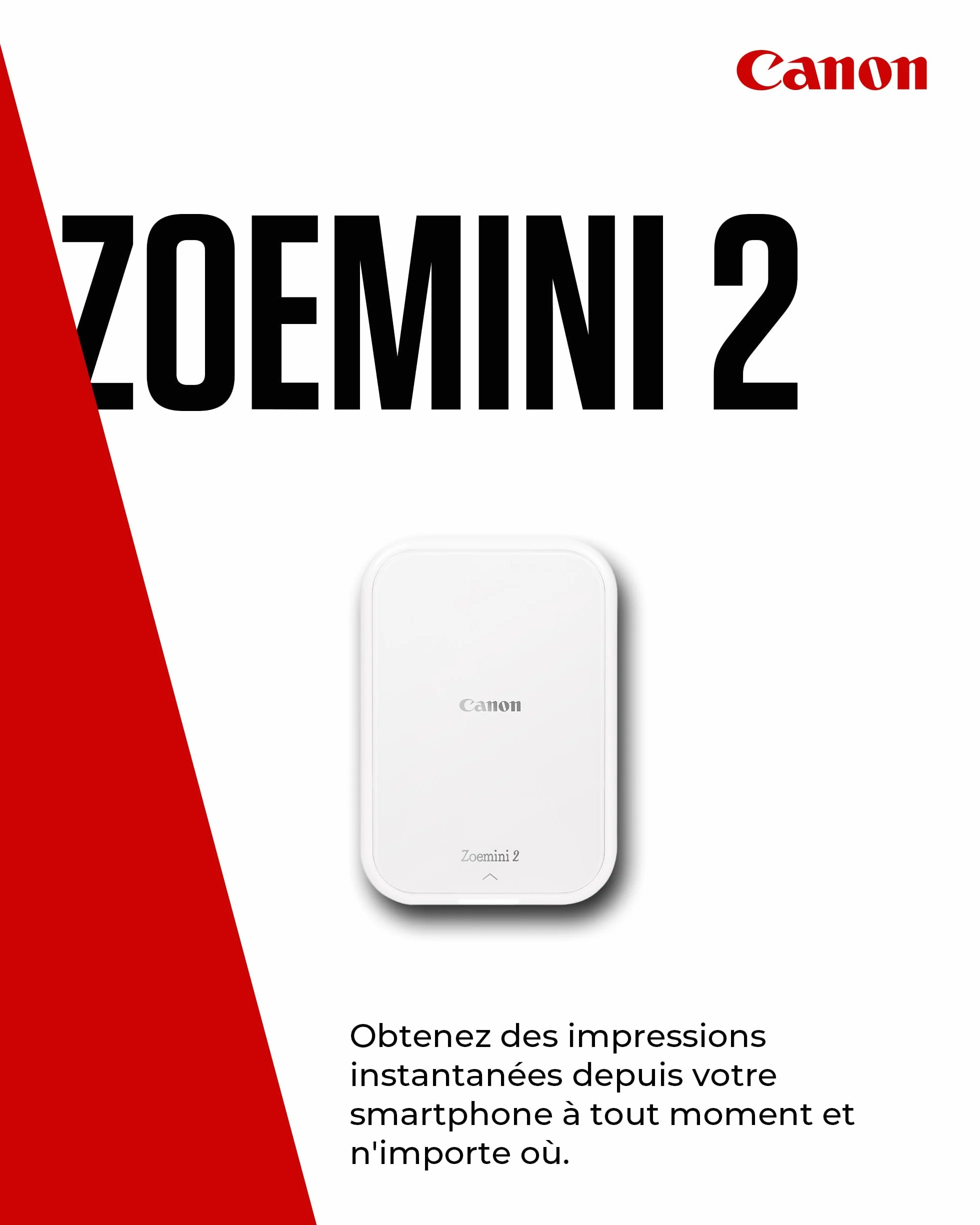 Canon Zoemini 2 Imprimante Photo Portable Bluetooth 5.0 Type-C Charge Rapide Blanche
